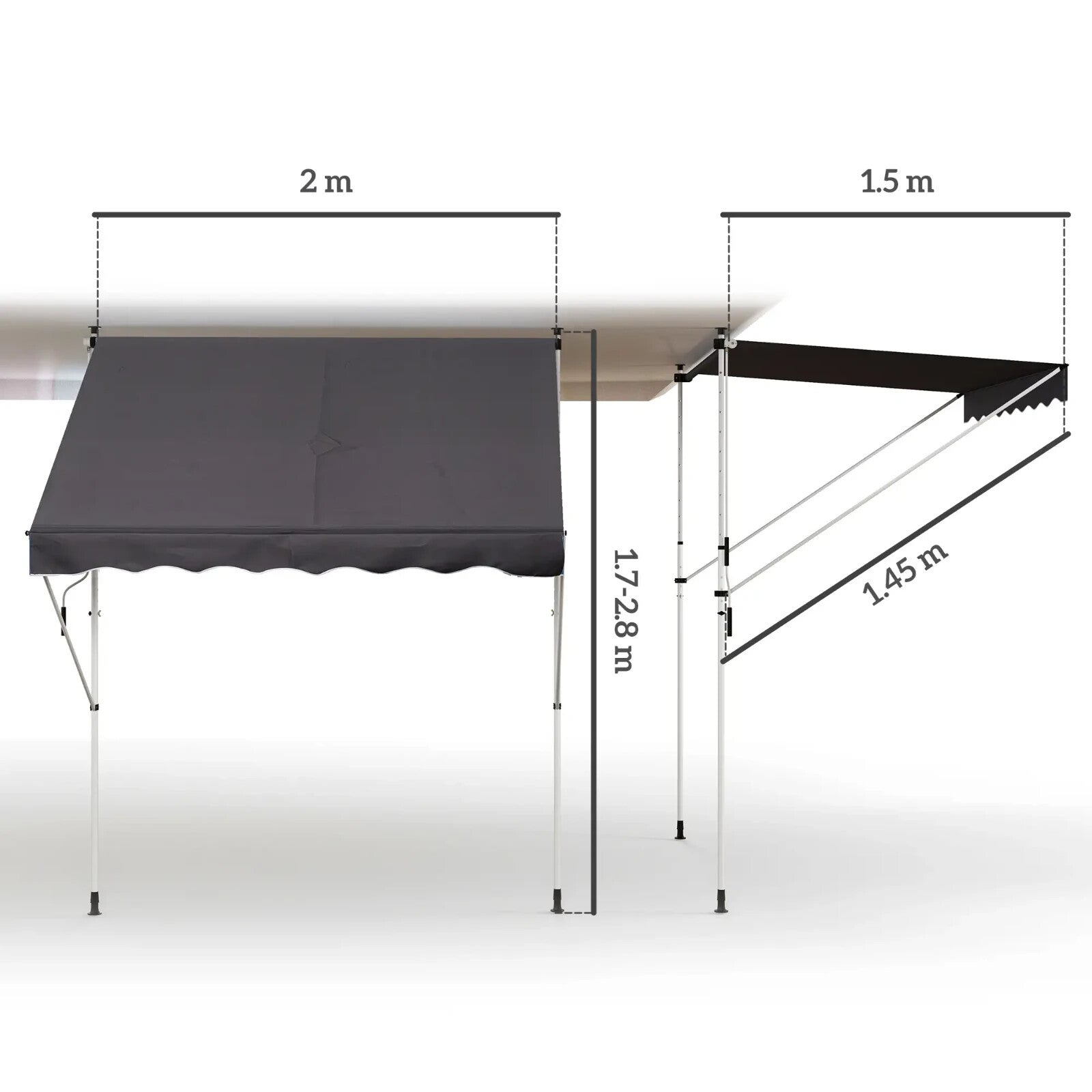 Manual Awning Retractable Shade Rectangular Aluminium Frame with Handle Grey - Home and Garden Furniture Shop - rustic - furniture