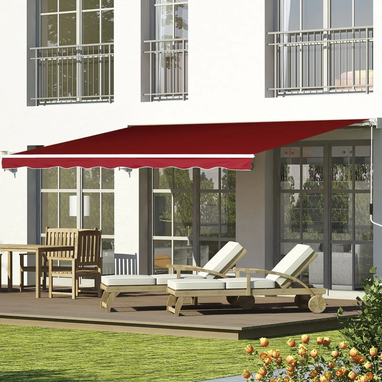 Manual Retractable Patio Awning 2.5m x 2m Garden Sun Shade Shelter with UV Cover - Home and Garden Furniture Shop - rustic - furniture