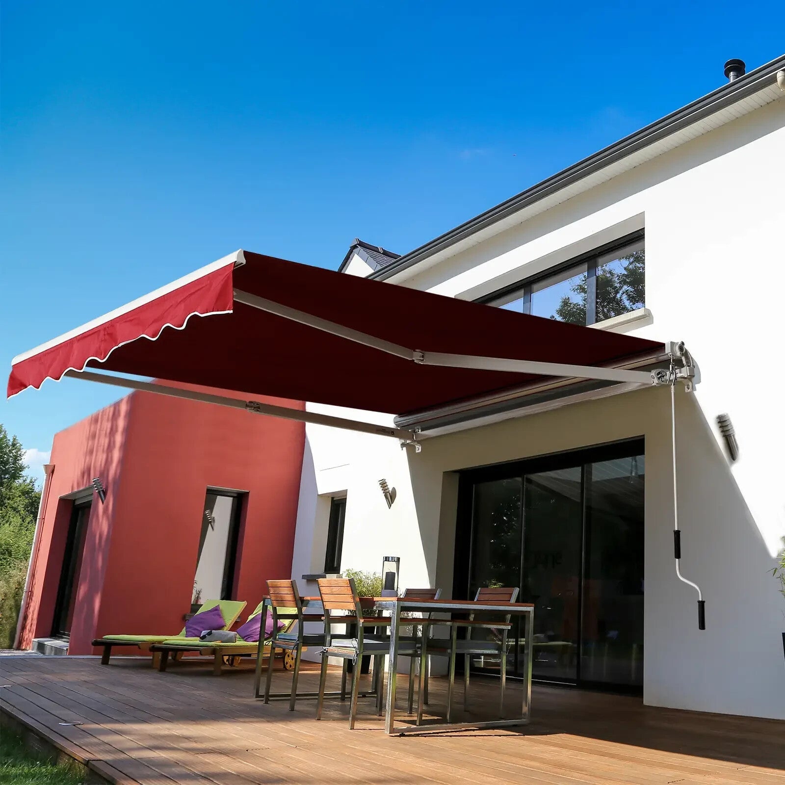 Manual Retractable Patio Awning 2.5m x 2m Garden Sun Shade Shelter with UV Cover - Home and Garden Furniture Shop - rustic - furniture