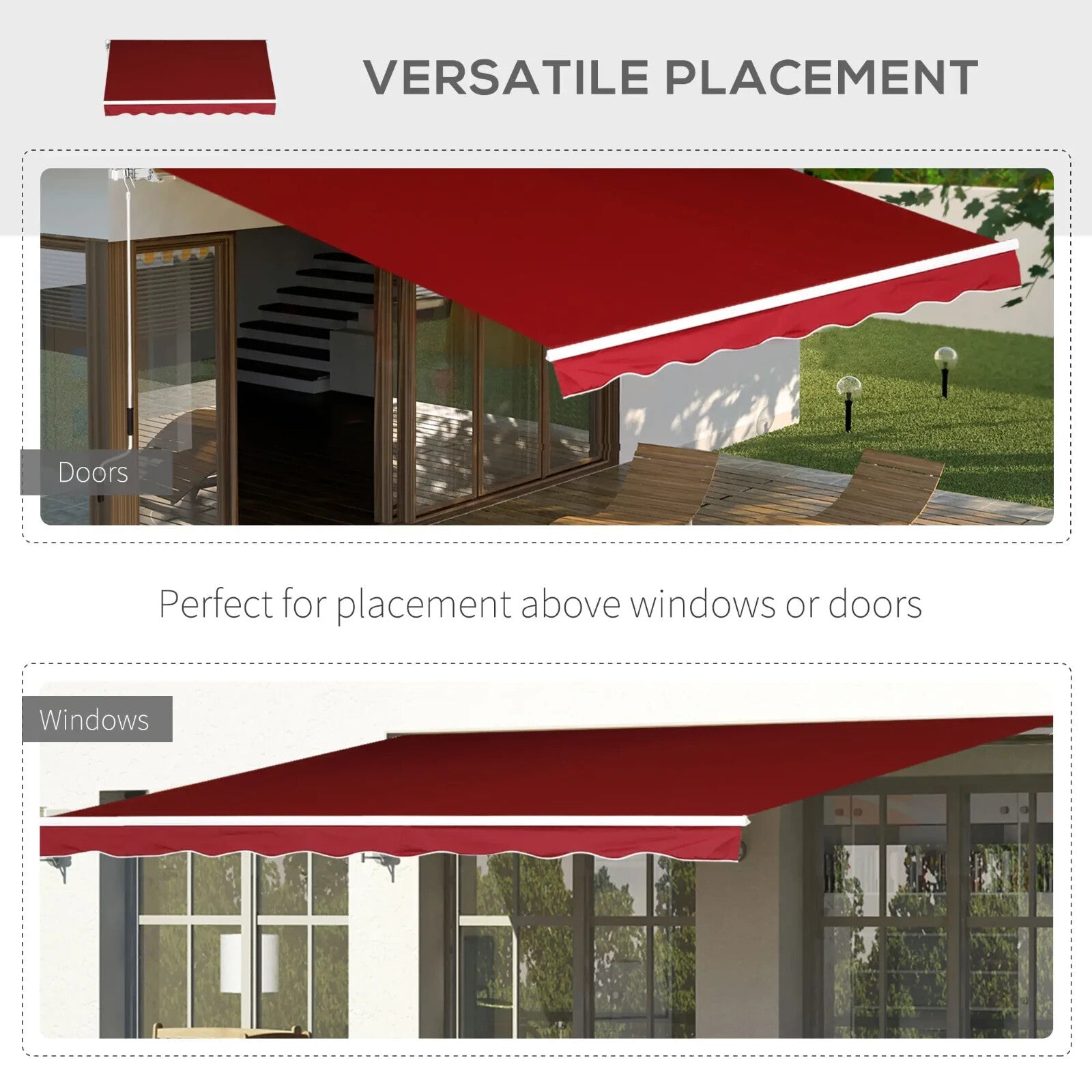 Manual Retractable Patio Awning 2.5m x 2m Garden Sun Shade Shelter with UV Cover - Home and Garden Furniture Shop - rustic - furniture