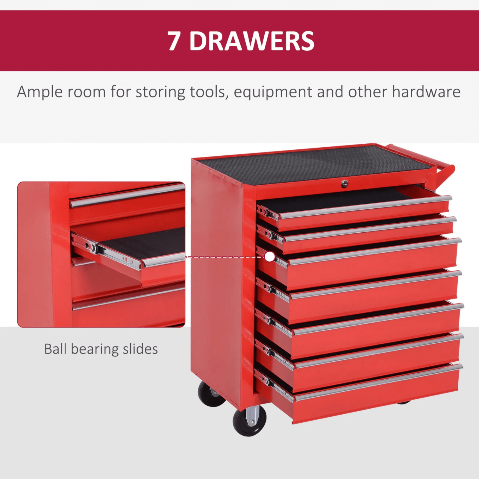 Mechanic Roller Tool Cabinet Storage Chest Box Garage Workshop 7 Drawers Red Set - Home and Garden Furniture Shop - rustic - furniture