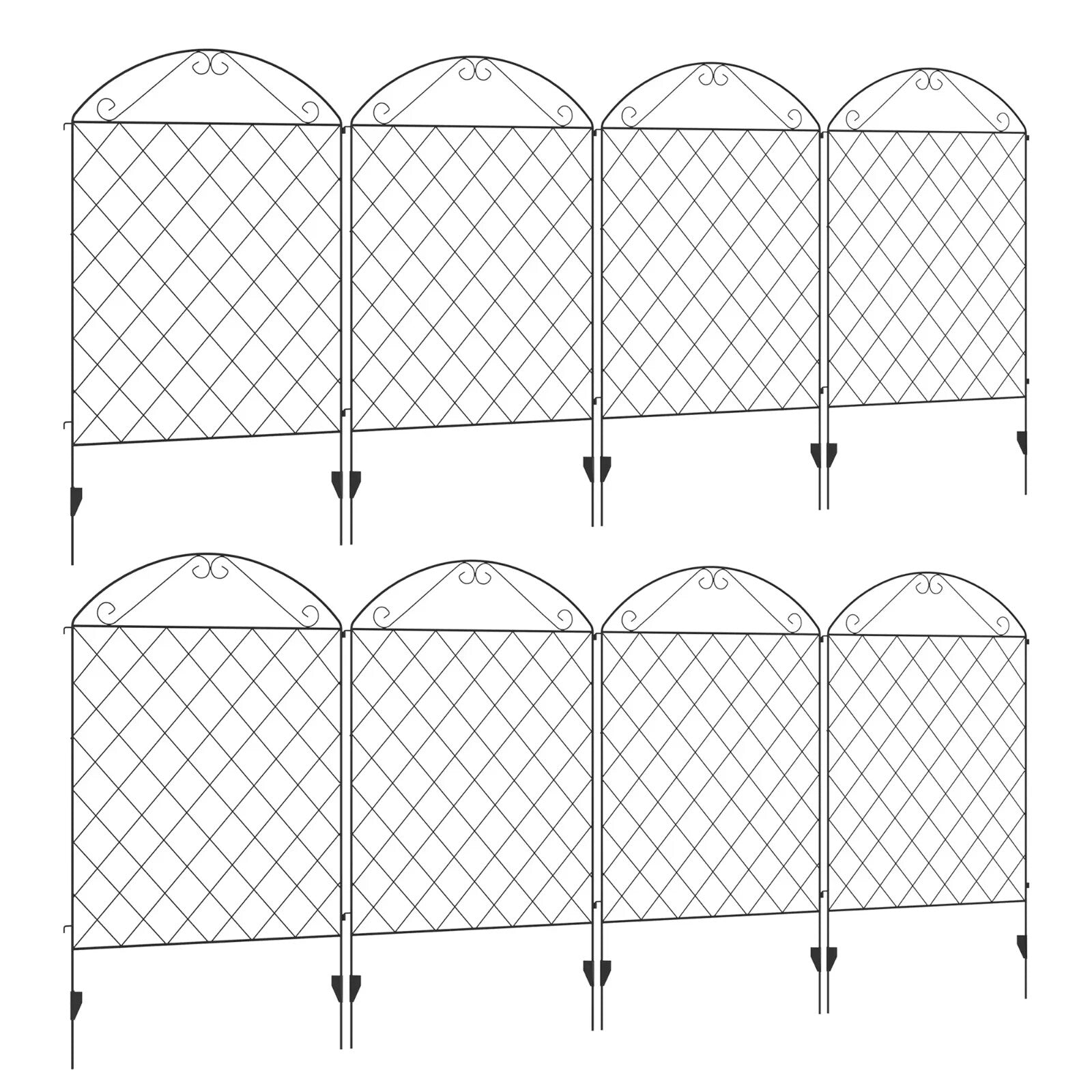 Metal Decorative Garden Fencing 8 Panels 7m Flexible Outdoor Picket Border - Home and Garden Furniture Shop - rustic - furniture