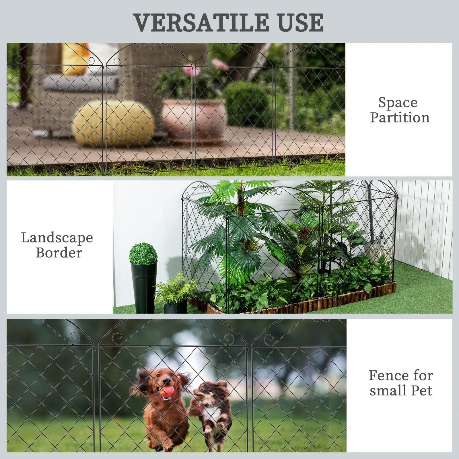 Metal Decorative Garden Fencing 8 Panels 7m Flexible Outdoor Picket Border - Home and Garden Furniture Shop - rustic - furniture