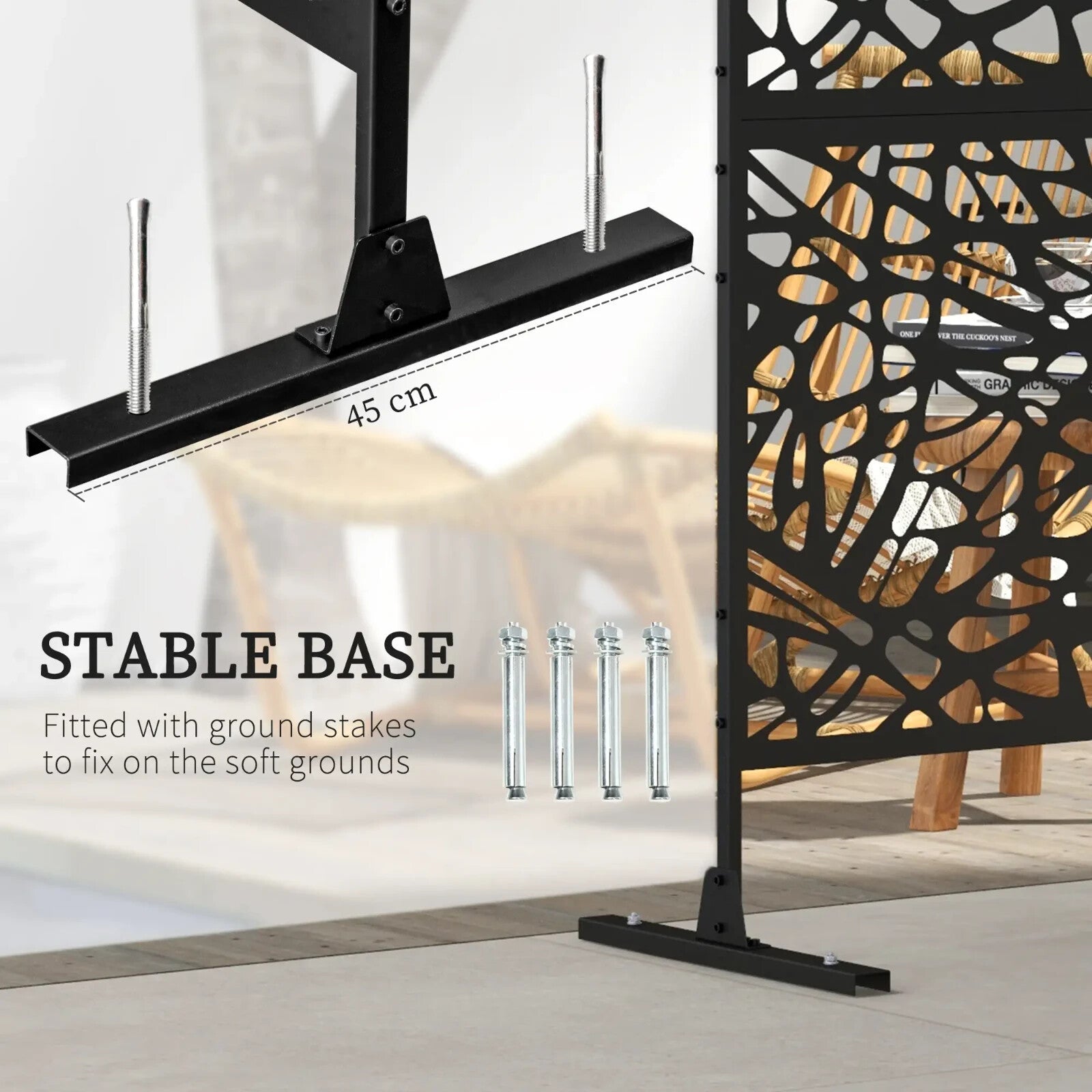 Metal Decorative Privacy Screen Outdoor Garden Divider Panel Black Twisted Lines - Home and Garden Furniture Shop - rustic - furniture