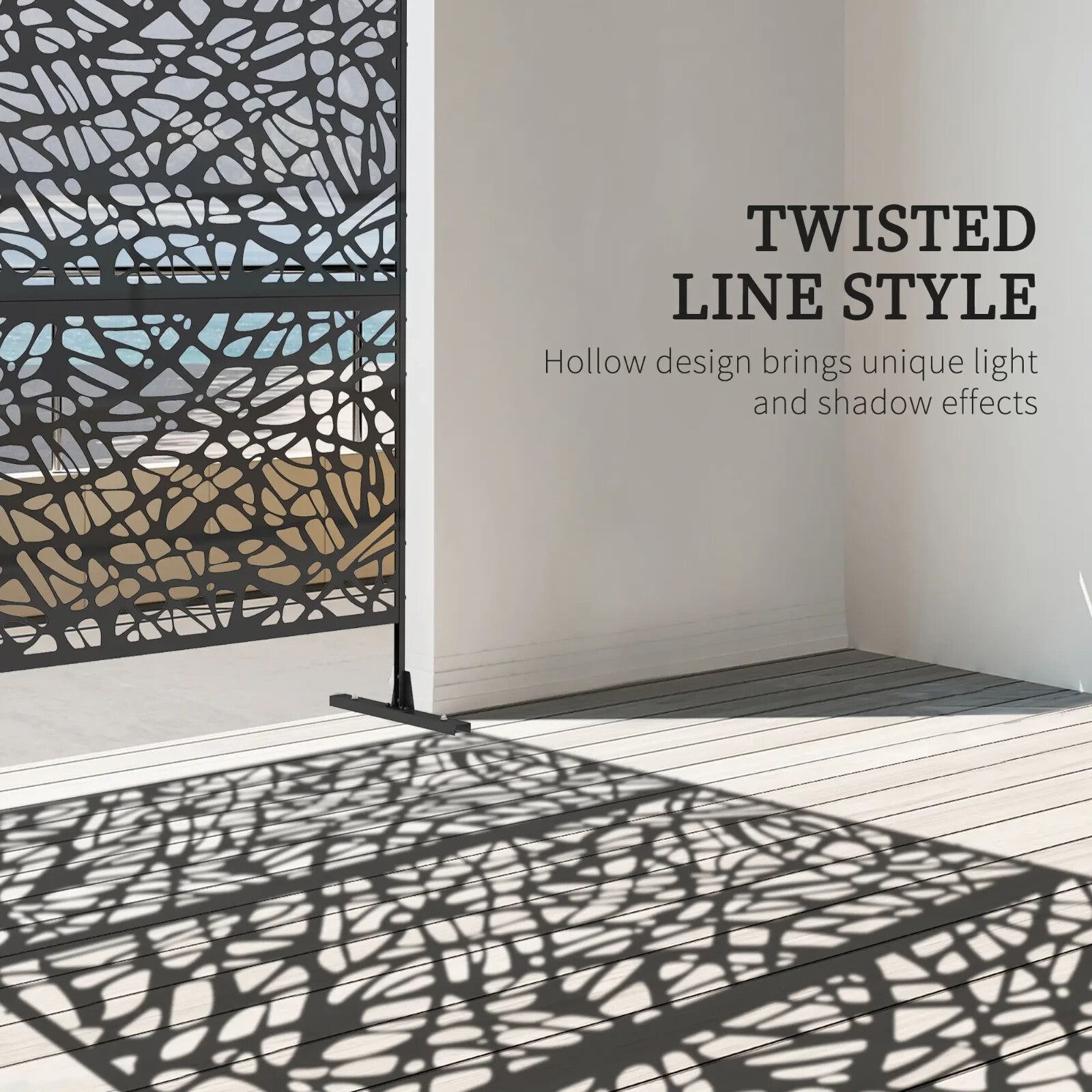 Metal Decorative Privacy Screen Outdoor Garden Divider Panel Black Twisted Lines - Home and Garden Furniture Shop - rustic - furniture