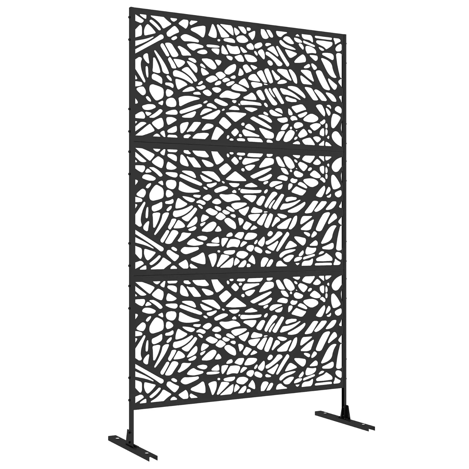 Metal Decorative Privacy Screen Outdoor Garden Divider Panel Black Twisted Lines - Home and Garden Furniture Shop - rustic - furniture