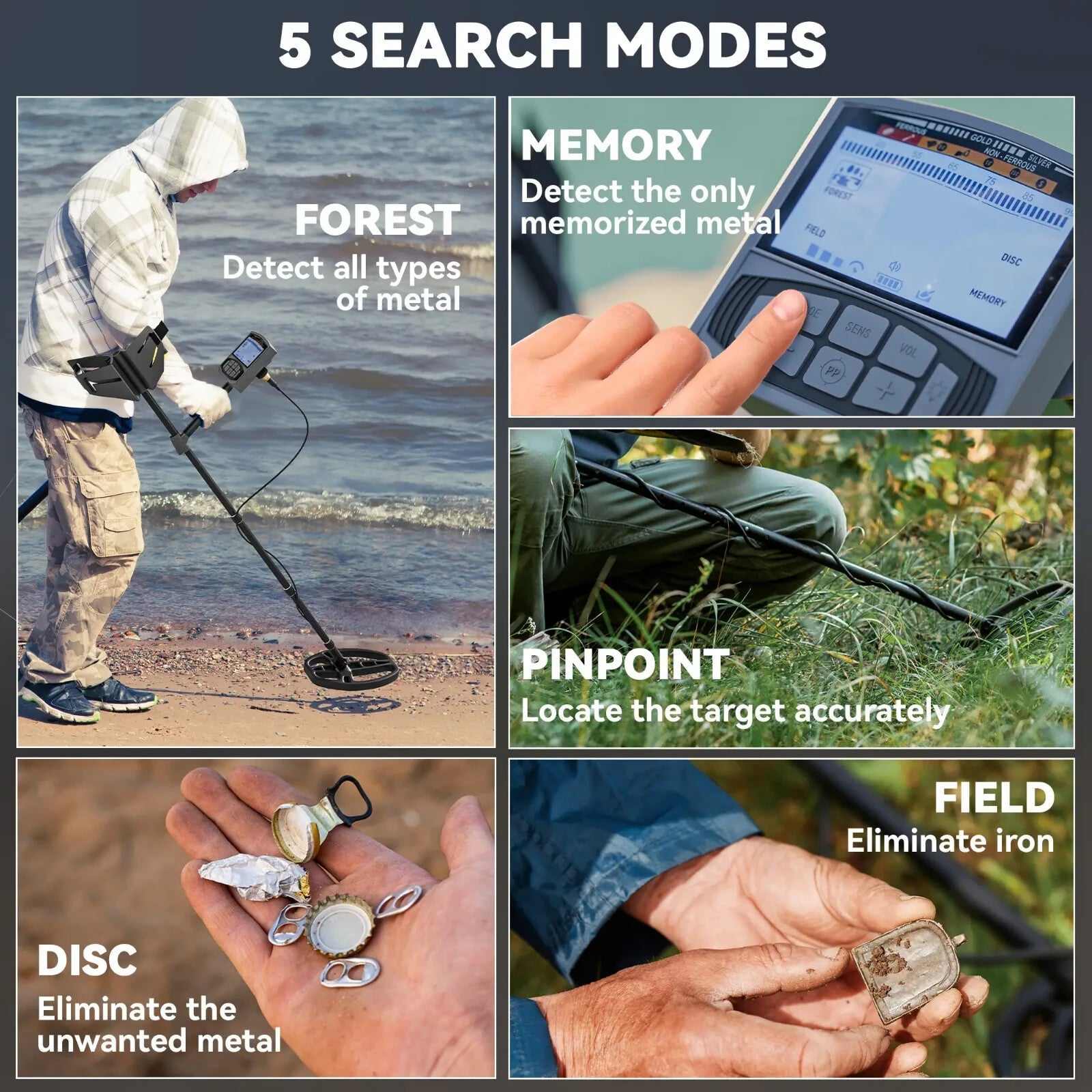 Metal Detector for Adults Beginners Gold Detector Waterproof Coil High Accuracy - Home and Garden Furniture Shop - rustic - furniture