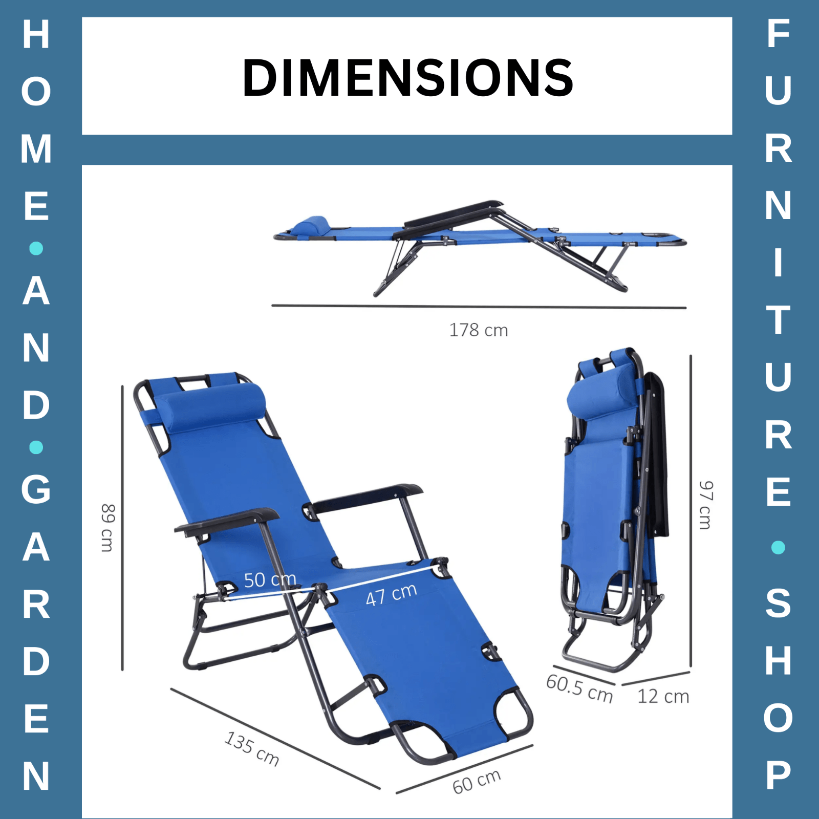 Metal Frame 2 in 1 Sun Lounger, Pillow Outdoor Reclining Chair for Garden Patio - Home and Garden Furniture Shop - #rustic - furniture#