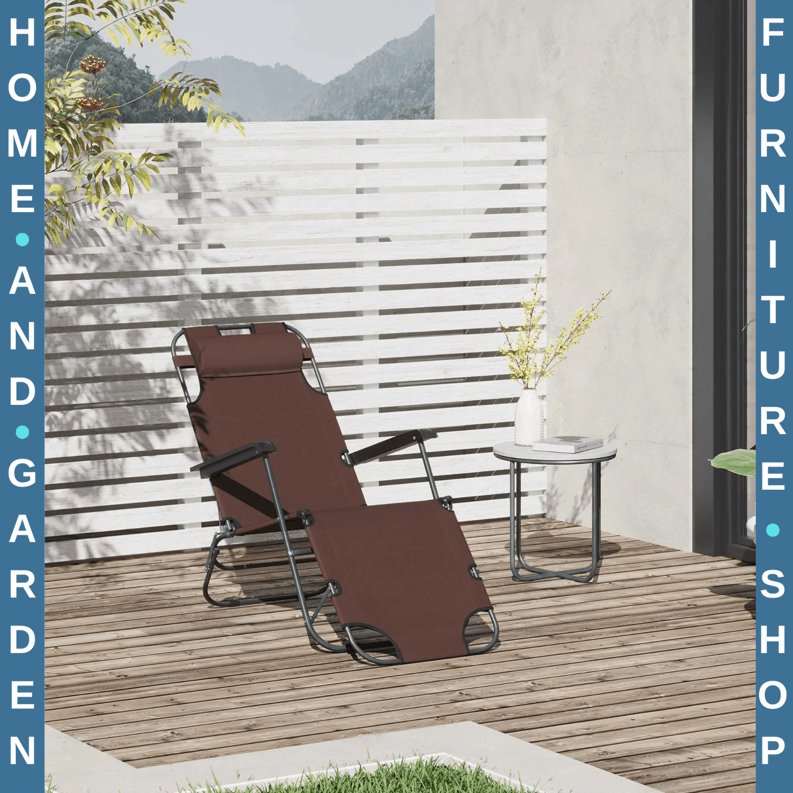 Metal Frame 2 in 1 Sun Lounger, Pillow Outdoor Reclining Chair for Garden Patio - Home and Garden Furniture Shop - #rustic - furniture#