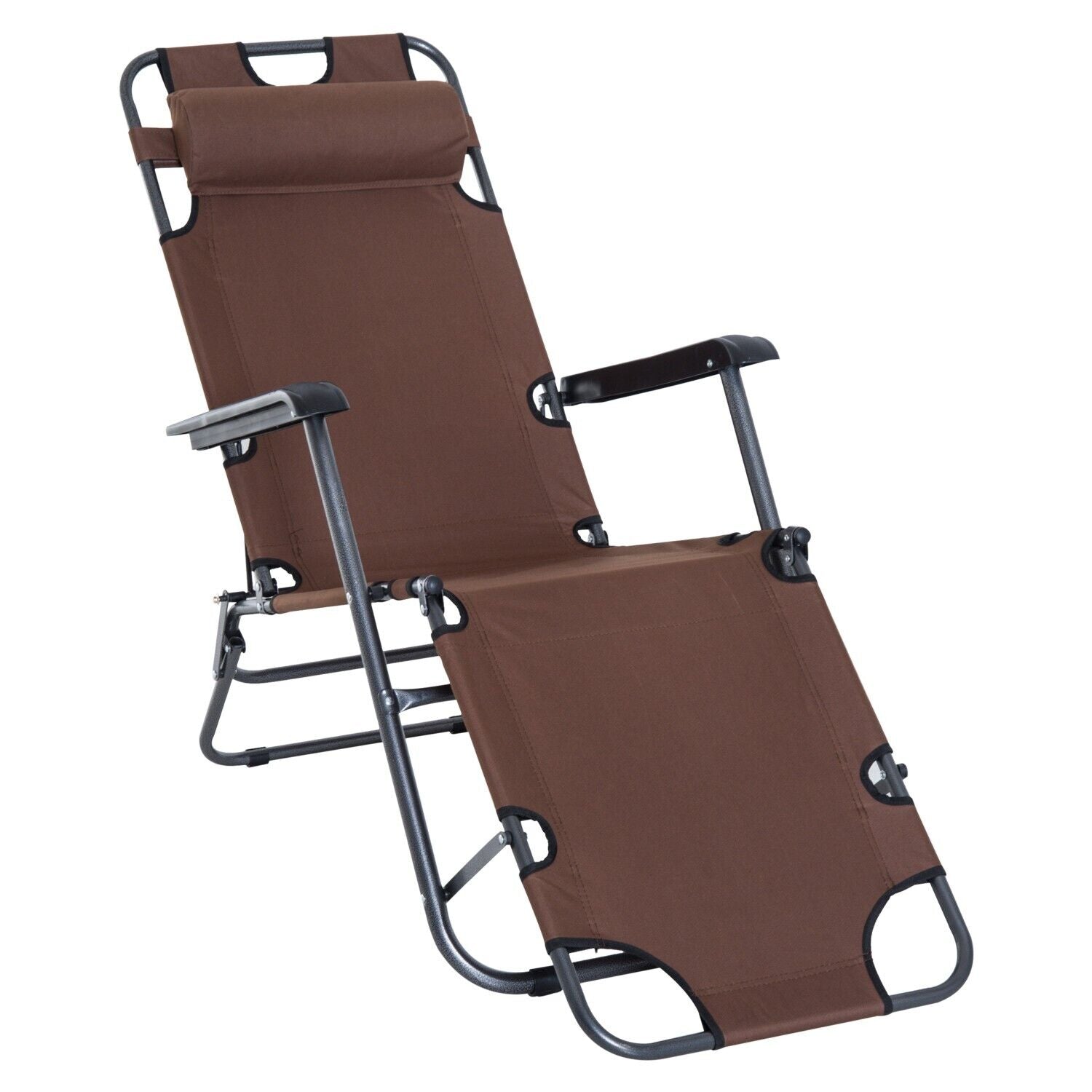 Metal Frame 2 in 1 Sun Lounger, Pillow Outdoor Reclining Chair for Garden Patio - Home and Garden Furniture Shop - #rustic - furniture#