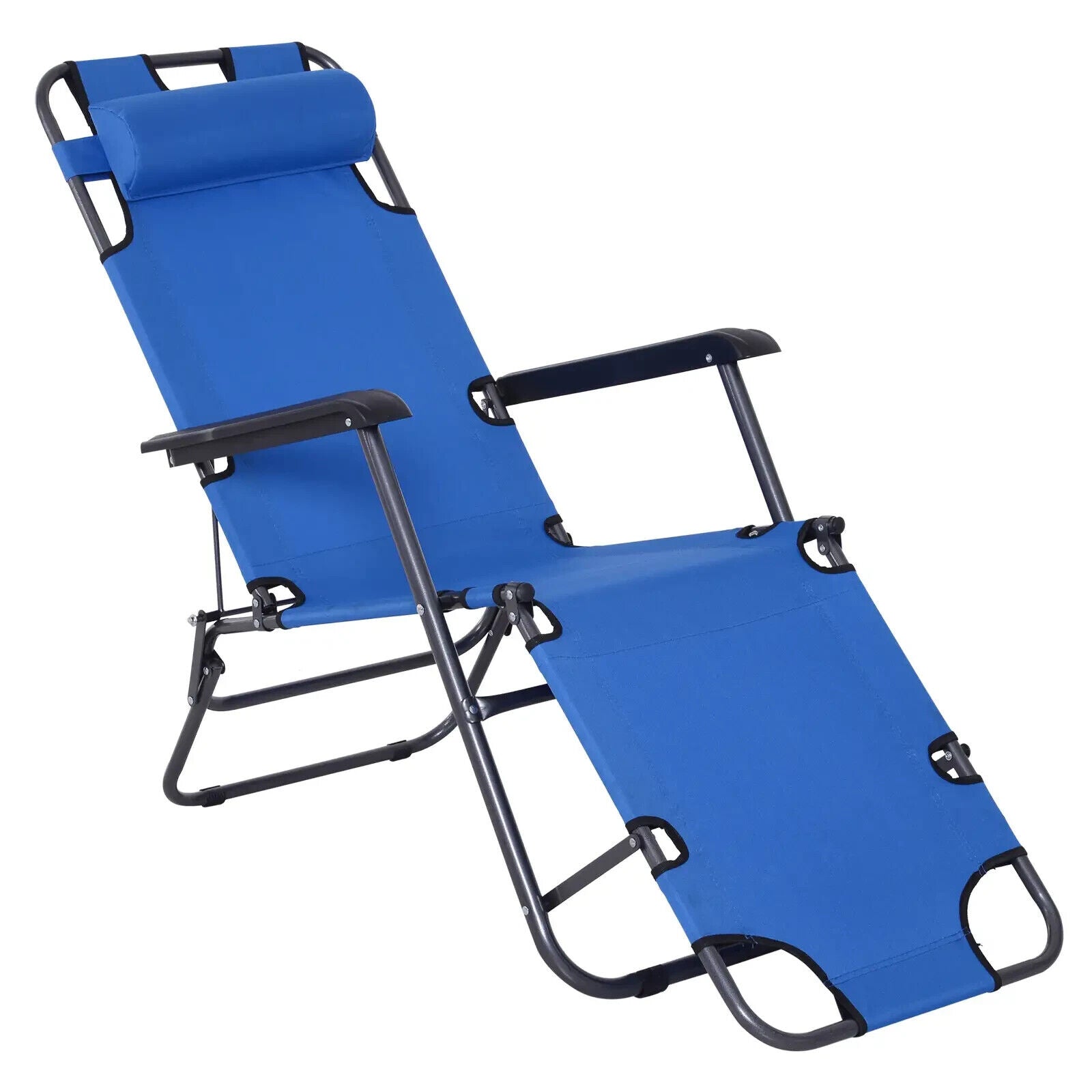 Metal Frame 2 in 1 Sun Lounger, Pillow Outdoor Reclining Chair for Garden Patio - Home and Garden Furniture Shop - #rustic - furniture#