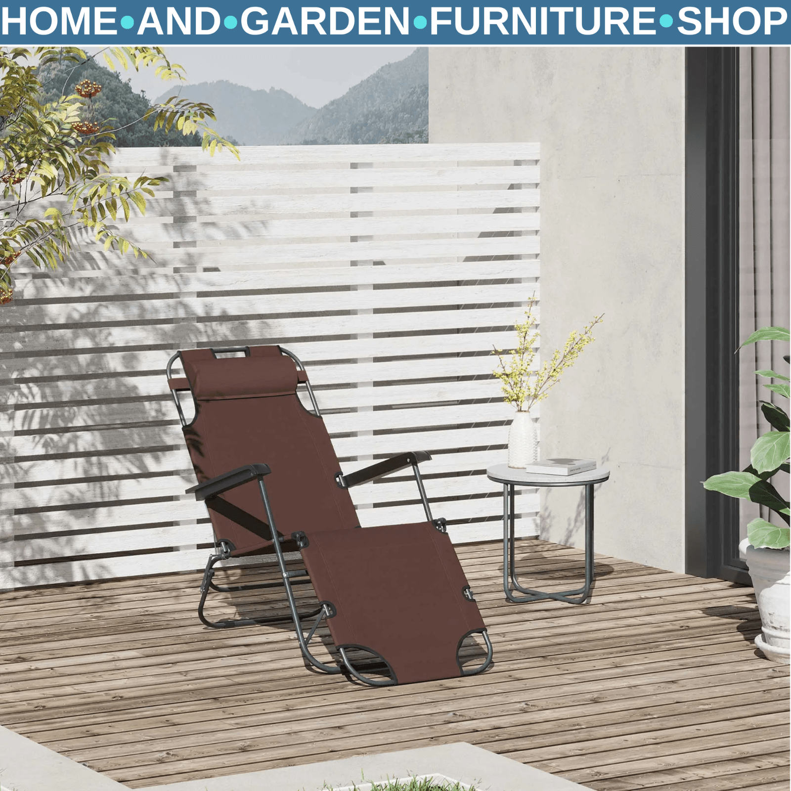 Metal Frame 2 in 1 Sun Lounger, Pillow Outdoor Reclining Chair for Garden Patio - Home and Garden Furniture Shop - #rustic - furniture#
