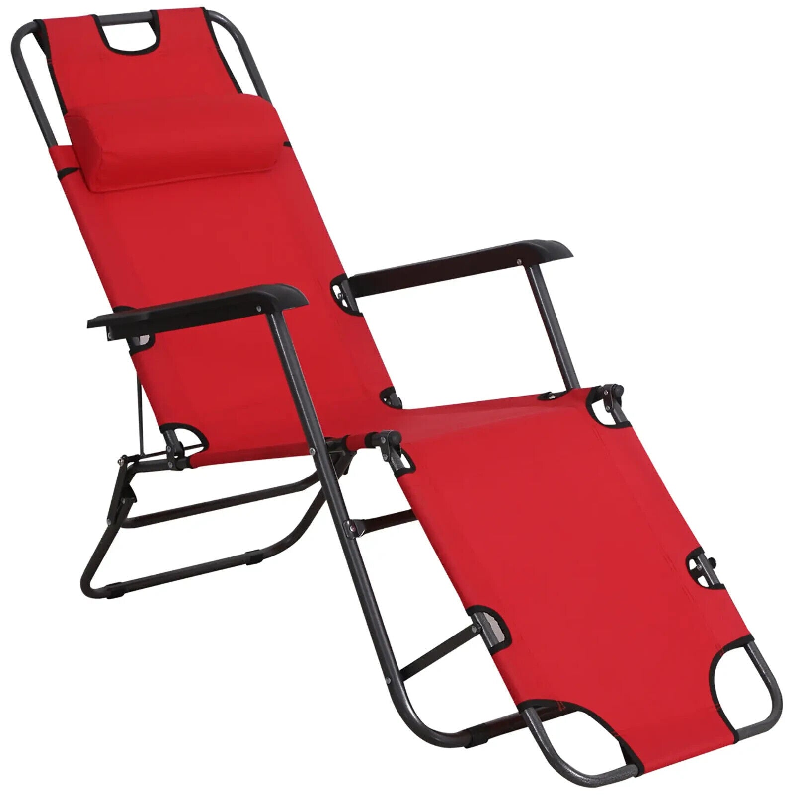 Metal Frame 2 in 1 Sun Lounger Pillow Outdoor Reclining Chair for Patio Garden - Home and Garden Furniture Shop - #rustic - furniture#