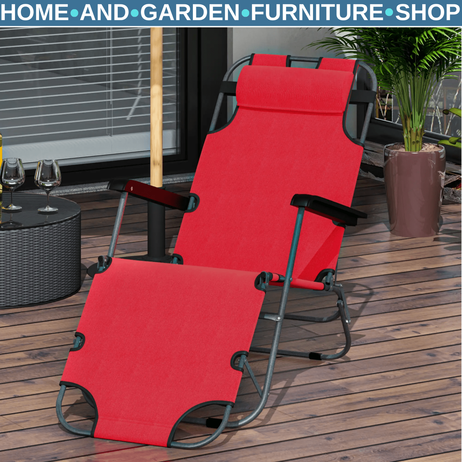 Metal Frame 2 in 1 Sun Lounger Pillow Outdoor Reclining Chair for Patio Garden - Home and Garden Furniture Shop - #rustic - furniture#