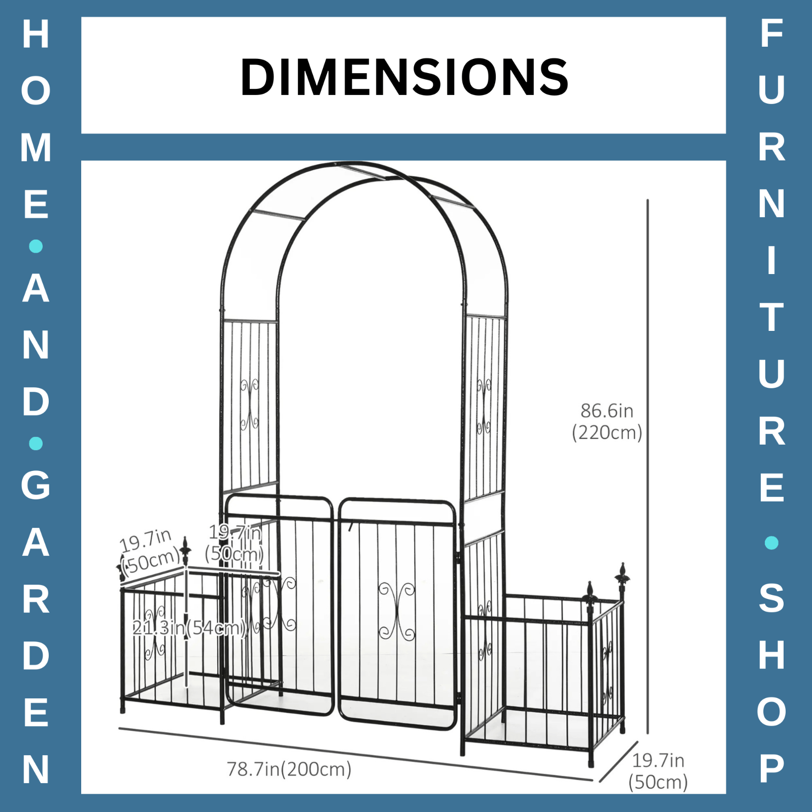 Metal Garden Arbor Arch with Double Doors and Two Planter Baskets Climbing Frame - Home and Garden Furniture Shop - #rustic - furniture#