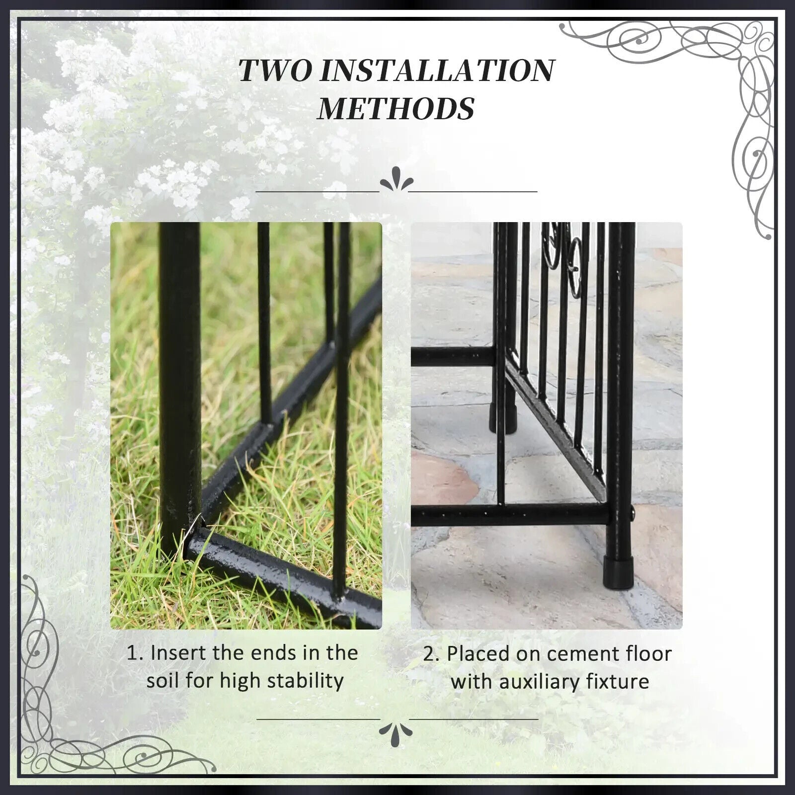Metal Garden Arbor Arch with Double Doors and Two Planter Baskets Climbing Frame - Home and Garden Furniture Shop - #rustic - furniture#