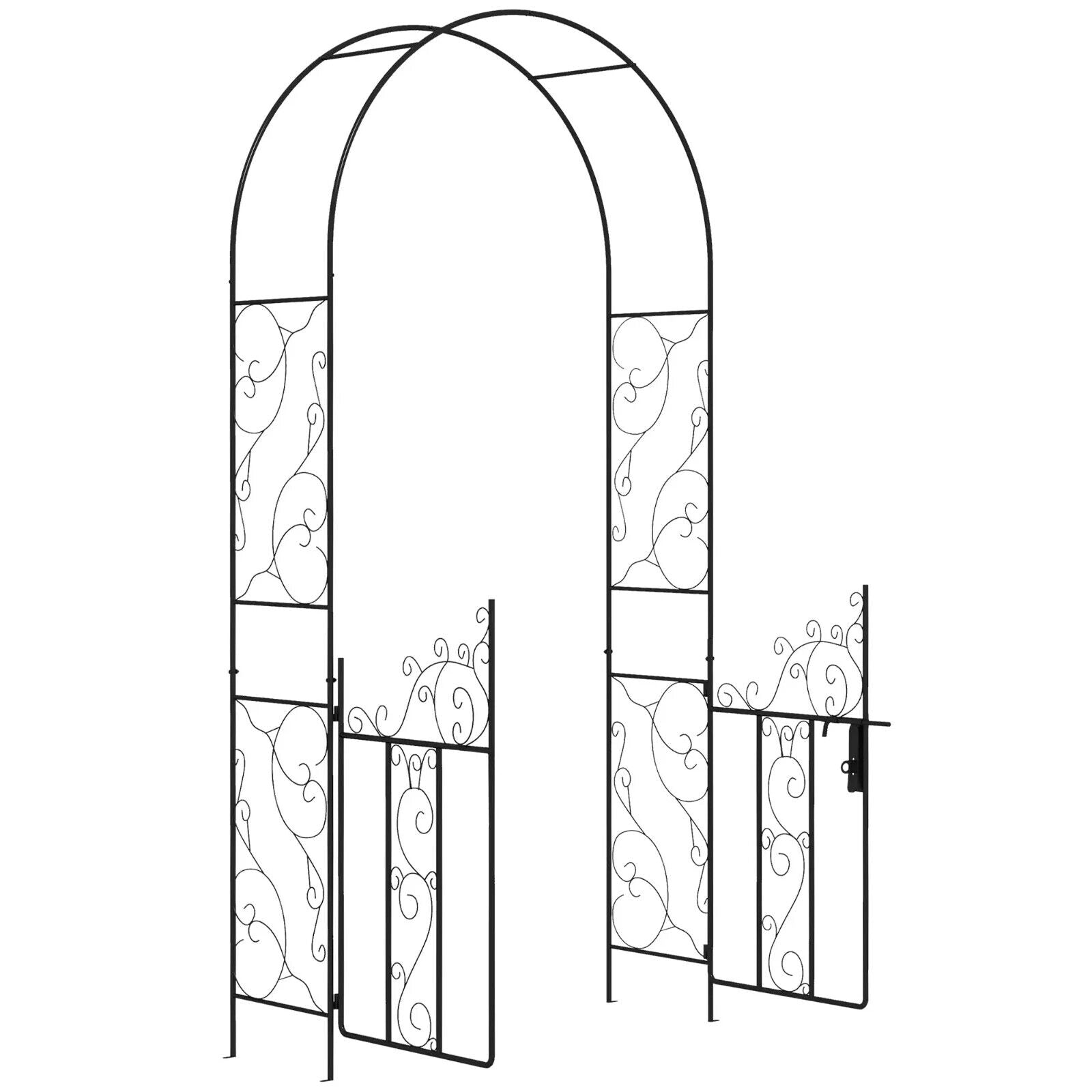 Metal Garden Arch with Double Gate for Climbing Plants Vines & Roses Arbor Frame - Home and Garden Furniture Shop - #rustic - furniture#
