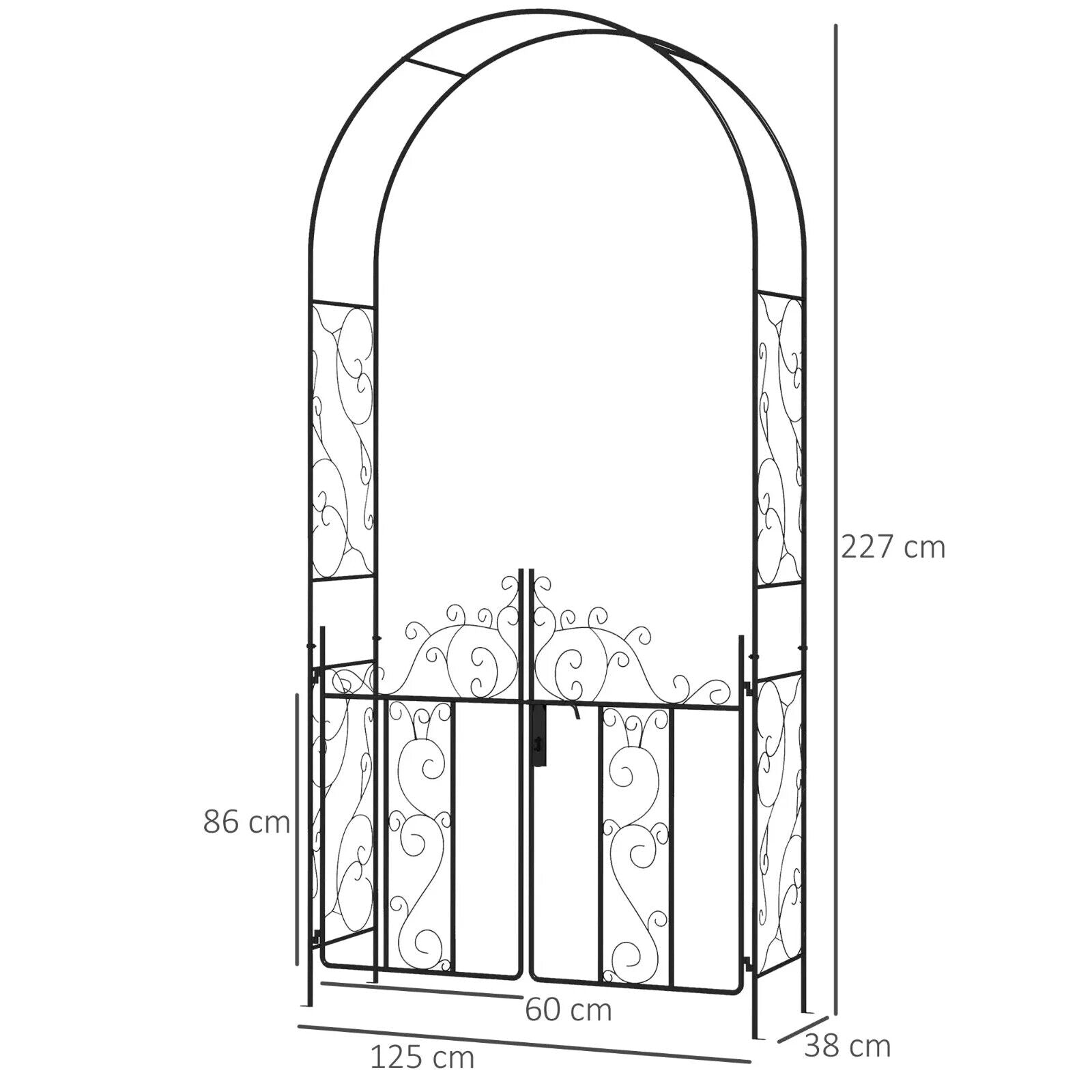 Metal Garden Arch with Double Gate for Climbing Plants Vines & Roses Arbor Frame - Home and Garden Furniture Shop - #rustic - furniture#