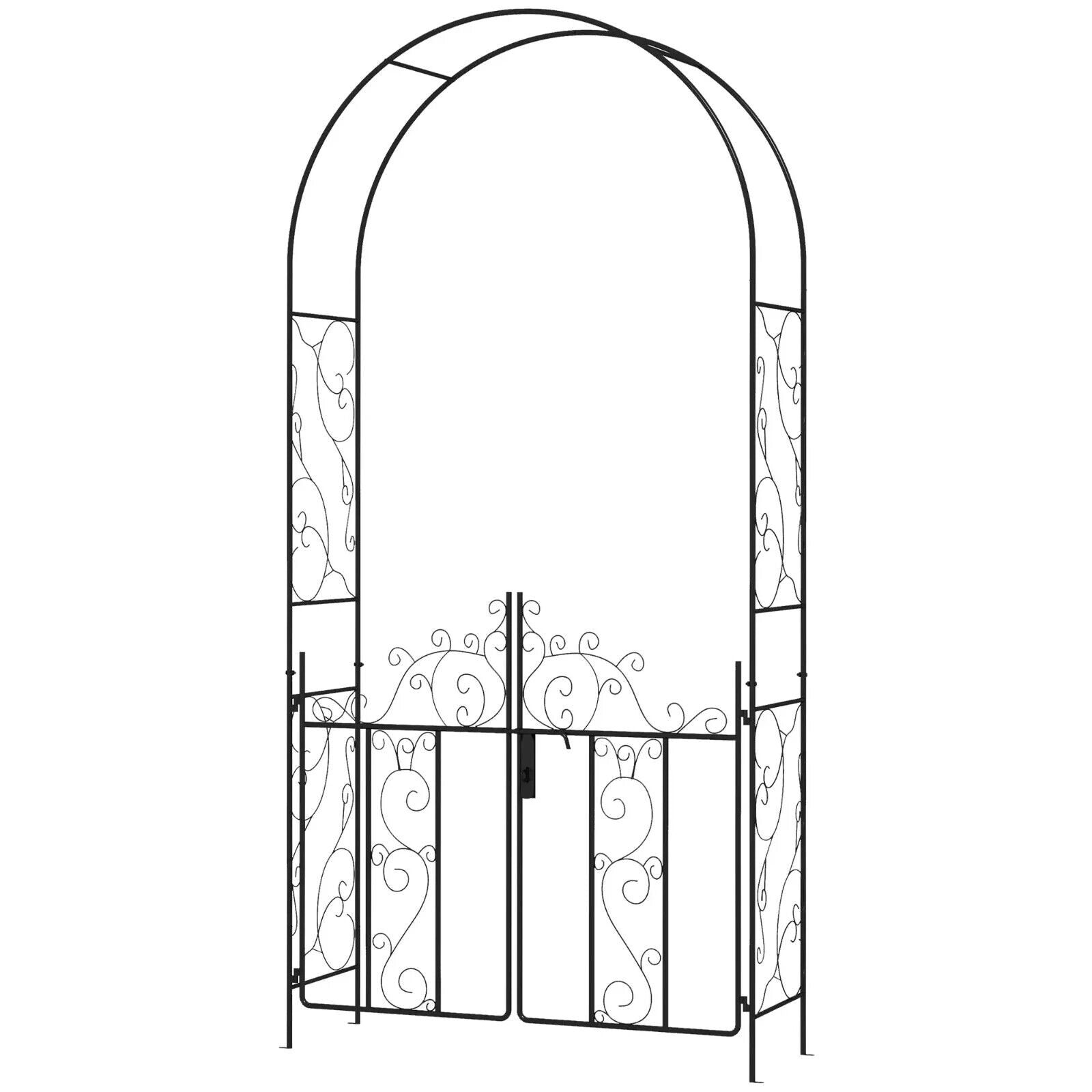 Metal Garden Arch with Double Gate for Climbing Plants Vines & Roses Arbor Frame - Home and Garden Furniture Shop - #rustic - furniture#