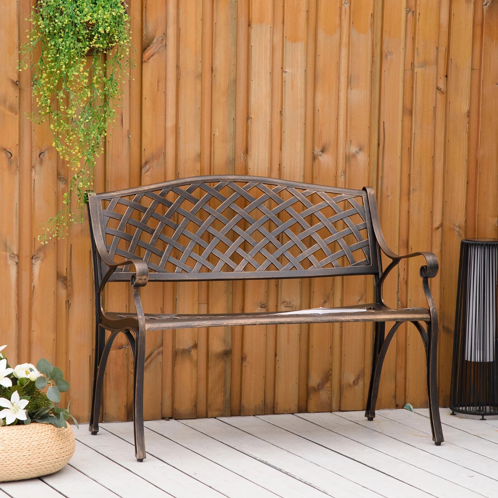 Metal Garden Bench 2 Seater Cast Aluminium Antique Park Loveseat Patio Bronze - Home and Garden Furniture Shop - rustic - furniture