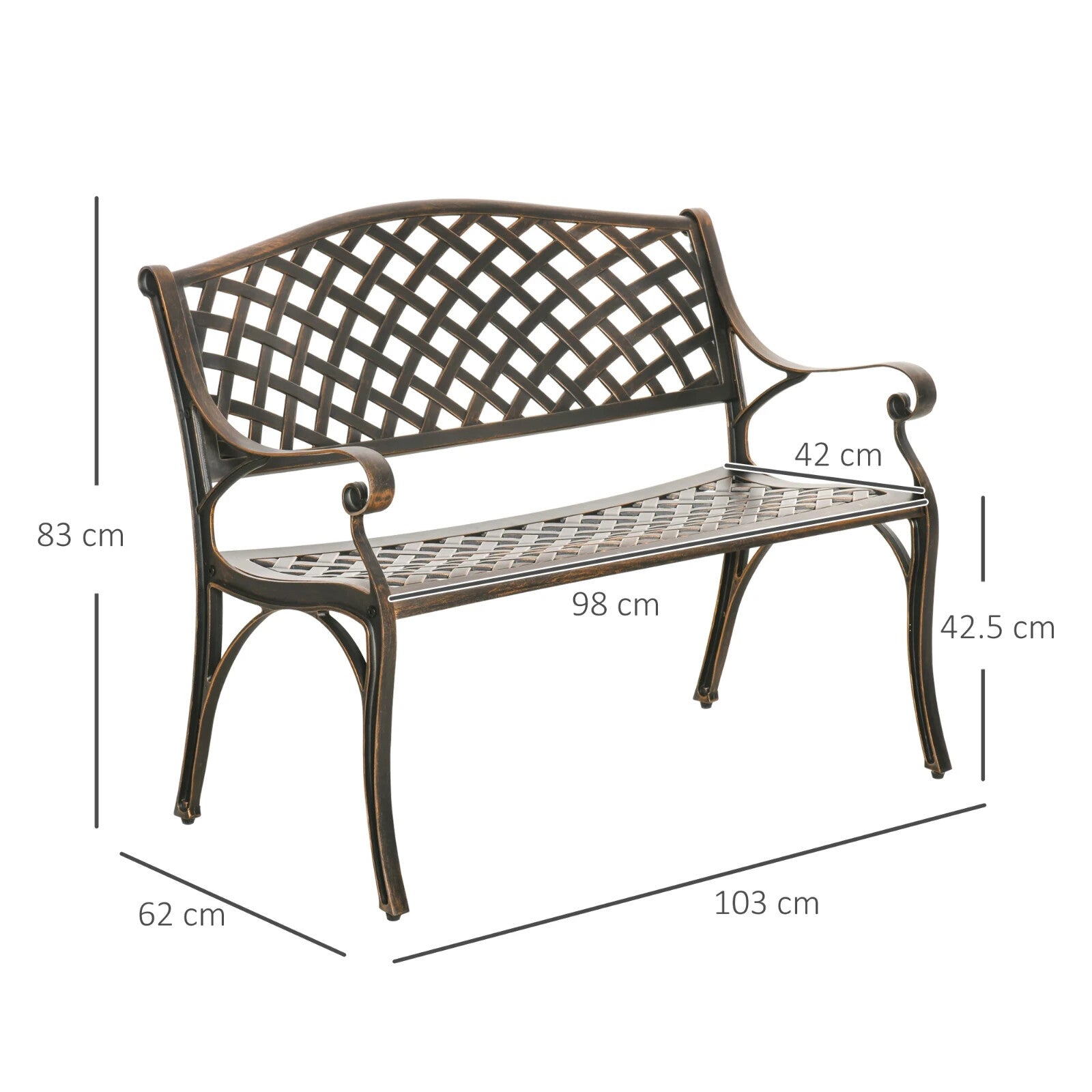 Metal Garden Bench 2 Seater Cast Aluminium Antique Park Loveseat Patio Bronze - Home and Garden Furniture Shop - rustic - furniture