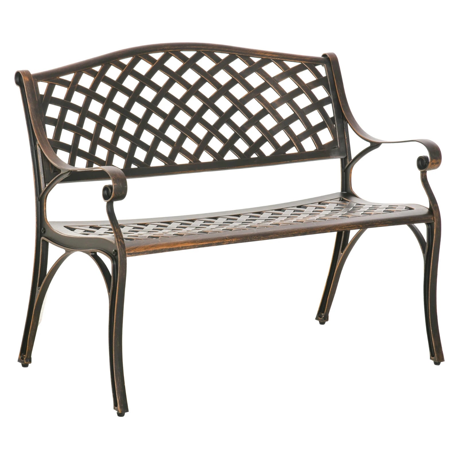 Metal Garden Bench 2 Seater Cast Aluminium Antique Park Loveseat Patio Bronze - Home and Garden Furniture Shop - rustic - furniture
