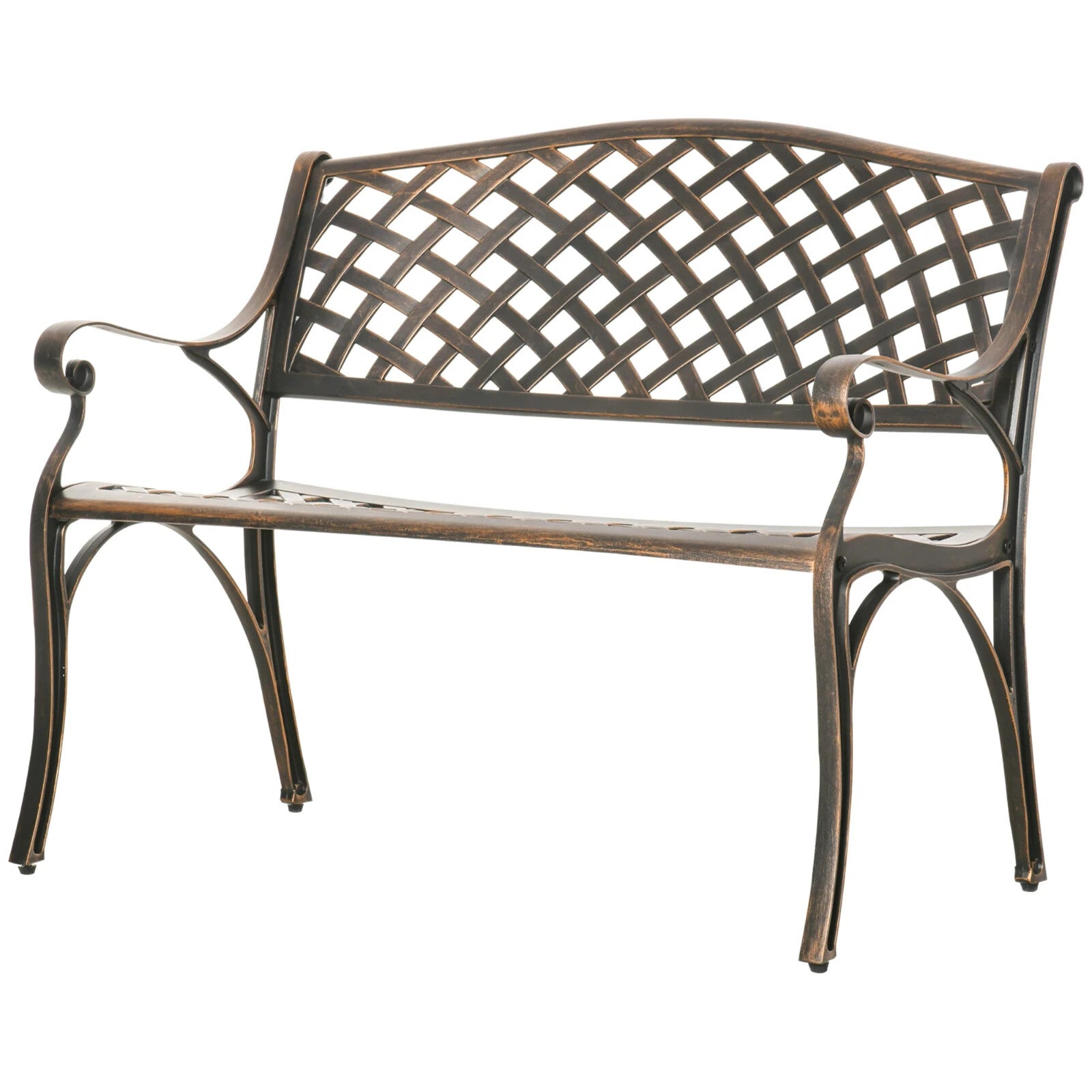 Metal Garden Bench 2 Seater Cast Aluminium Antique Park Loveseat Patio Bronze - Home and Garden Furniture Shop - rustic - furniture