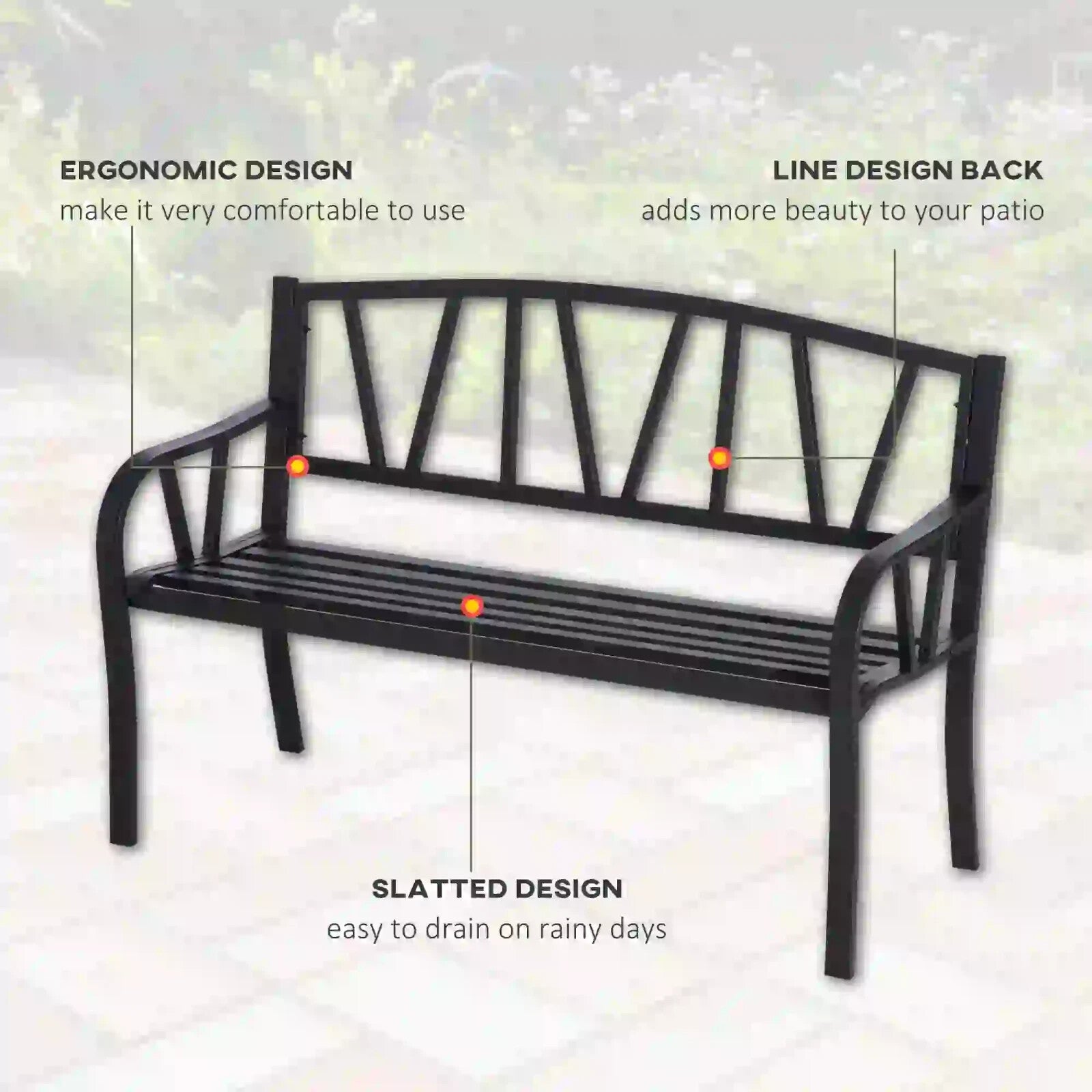 Metal Garden Bench 2 Seater Loveseat Outdoor Garden Furniture Patio Bench Seat - Home and Garden Furniture Shop - rustic - furniture