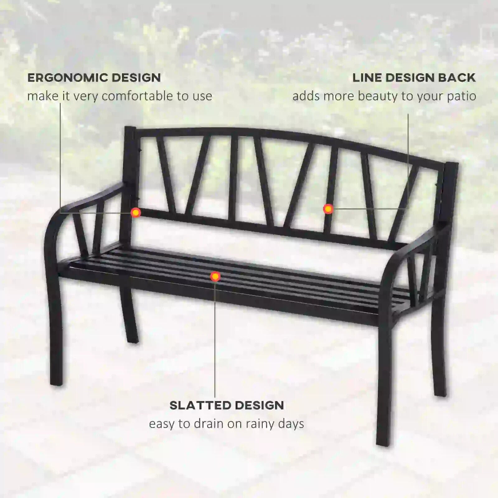 Metal Garden Bench 2 Seater Loveseat Outdoor Garden Furniture Patio Bench Seat - Home and Garden Furniture Shop - #rustic - furniture#