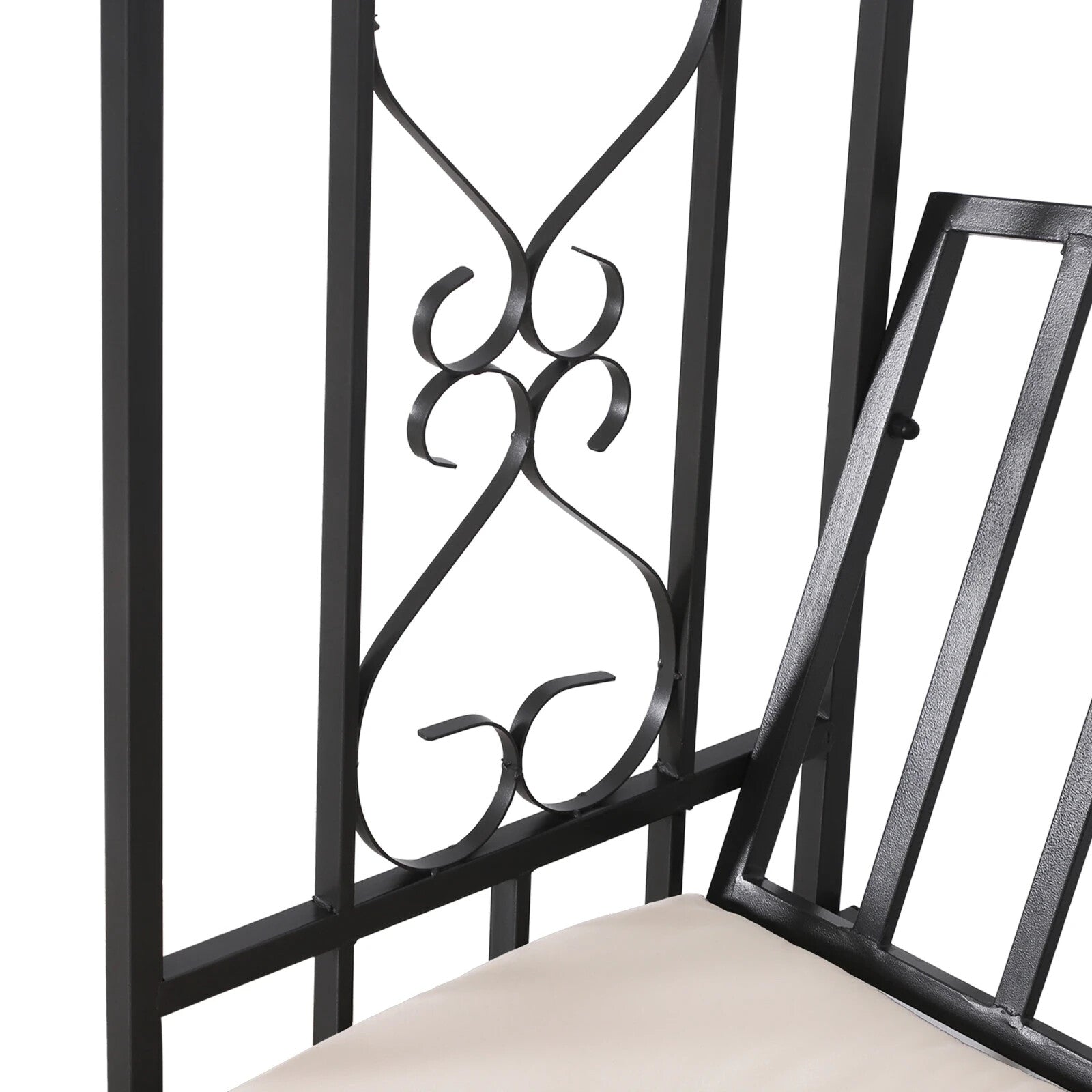 Metal Garden Bench 2 Seater Outdoor Chair Arbour Arch Pergola Black Frame Bench - Home and Garden Furniture Shop - rustic - furniture