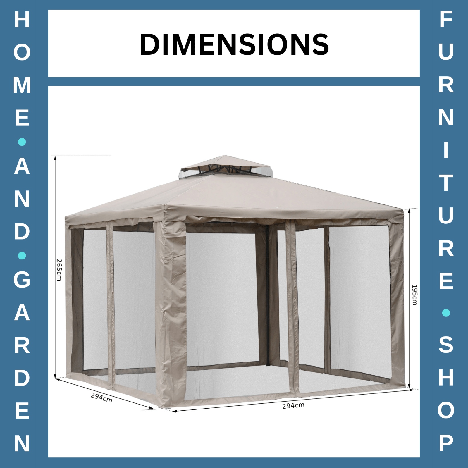 Metal Garden Gazebo Outdoor 2 - Tier Roof Marquee Party Tent Taup Shelter 3 x 3 m - Home and Garden Furniture Shop - #rustic - furniture#