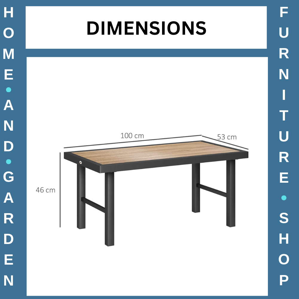 Metal Garden Outdoor Side Coffee Table w/ Woodgrain Top for Patio Balcony Brown - Home and Garden Furniture Shop - rustic - furniture