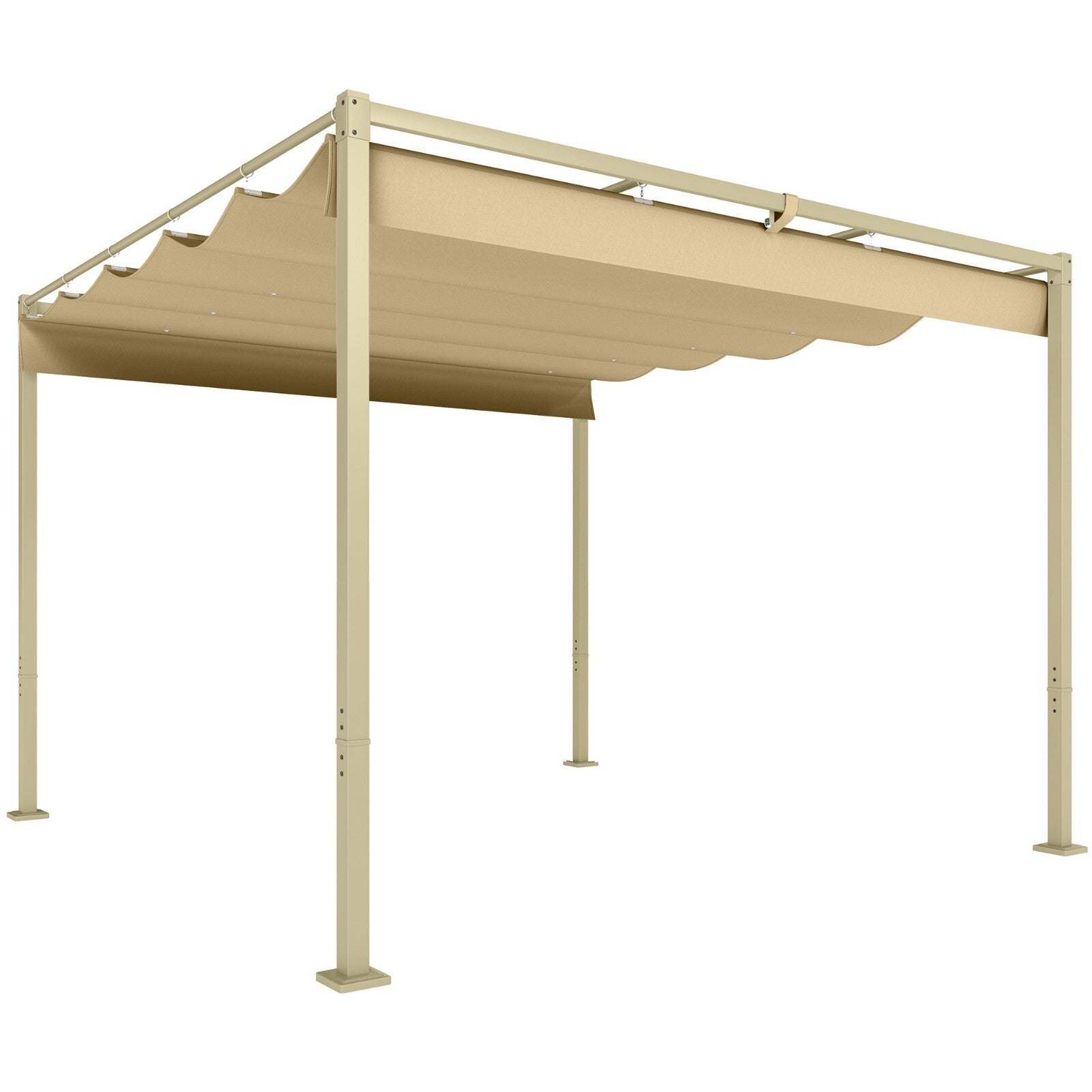 Metal Garden Pergola with Roof Retractable Canopy Khaki Patio Shelter Sun Shade - Home and Garden Furniture Shop - rustic - furniture