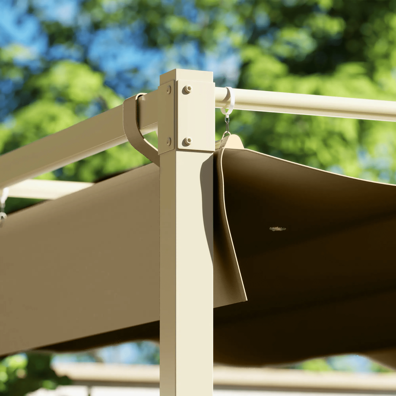 Metal Garden Pergola with Roof Retractable Canopy Khaki Patio Shelter Sun Shade - Home and Garden Furniture Shop - rustic - furniture