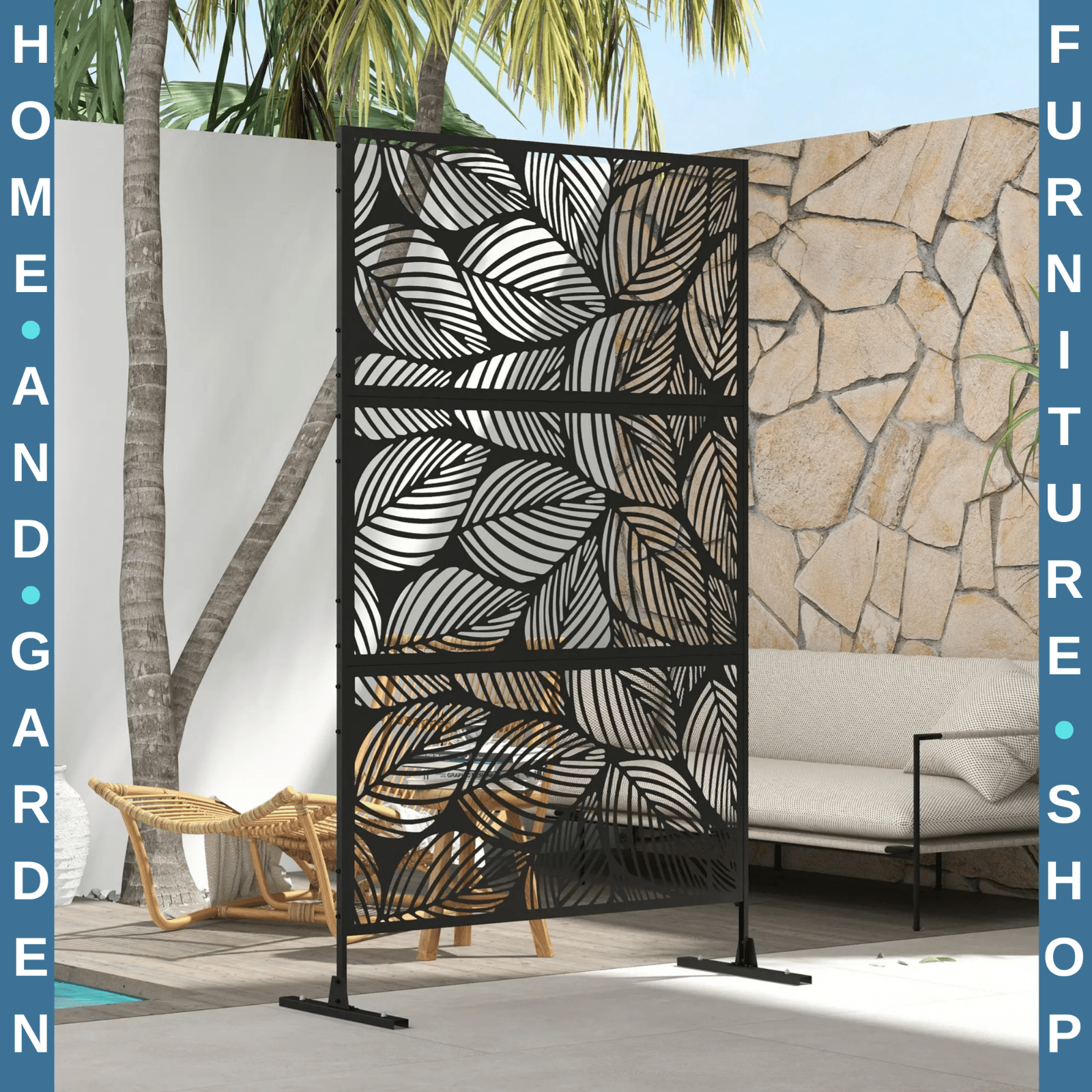 Metal Garden Privacy Screen Decorative Outdoor Divider Panel with Leaf Design - Home and Garden Furniture Shop - rustic - furniture
