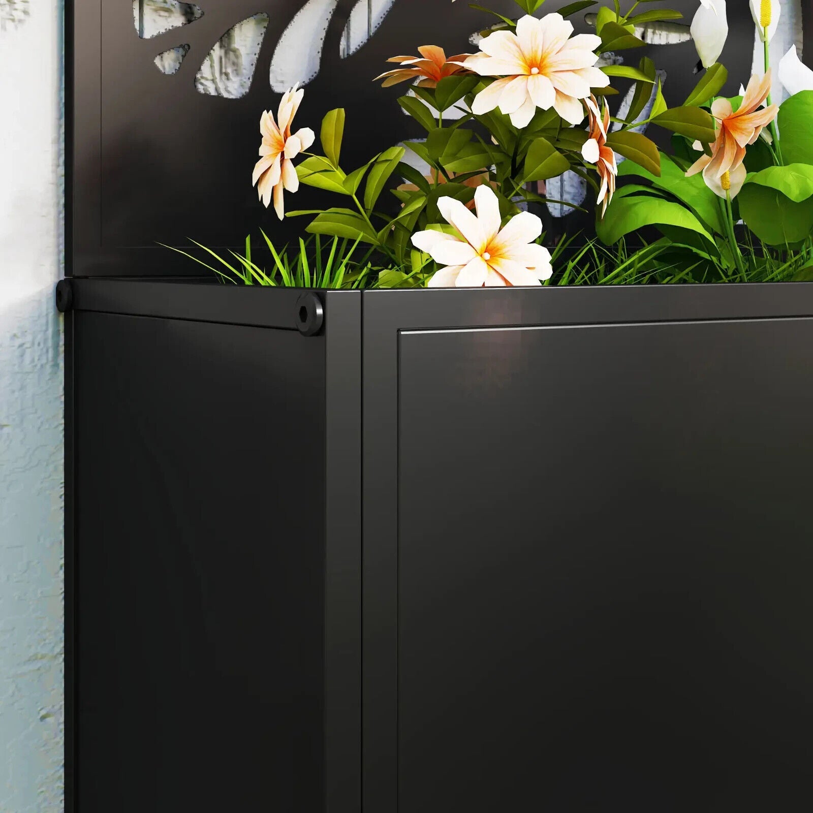 Metal Garden Raised Bed with Back Trellis - Outdoor Elevated Planter Flower Box - Home and Garden Furniture Shop - #rustic - furniture#