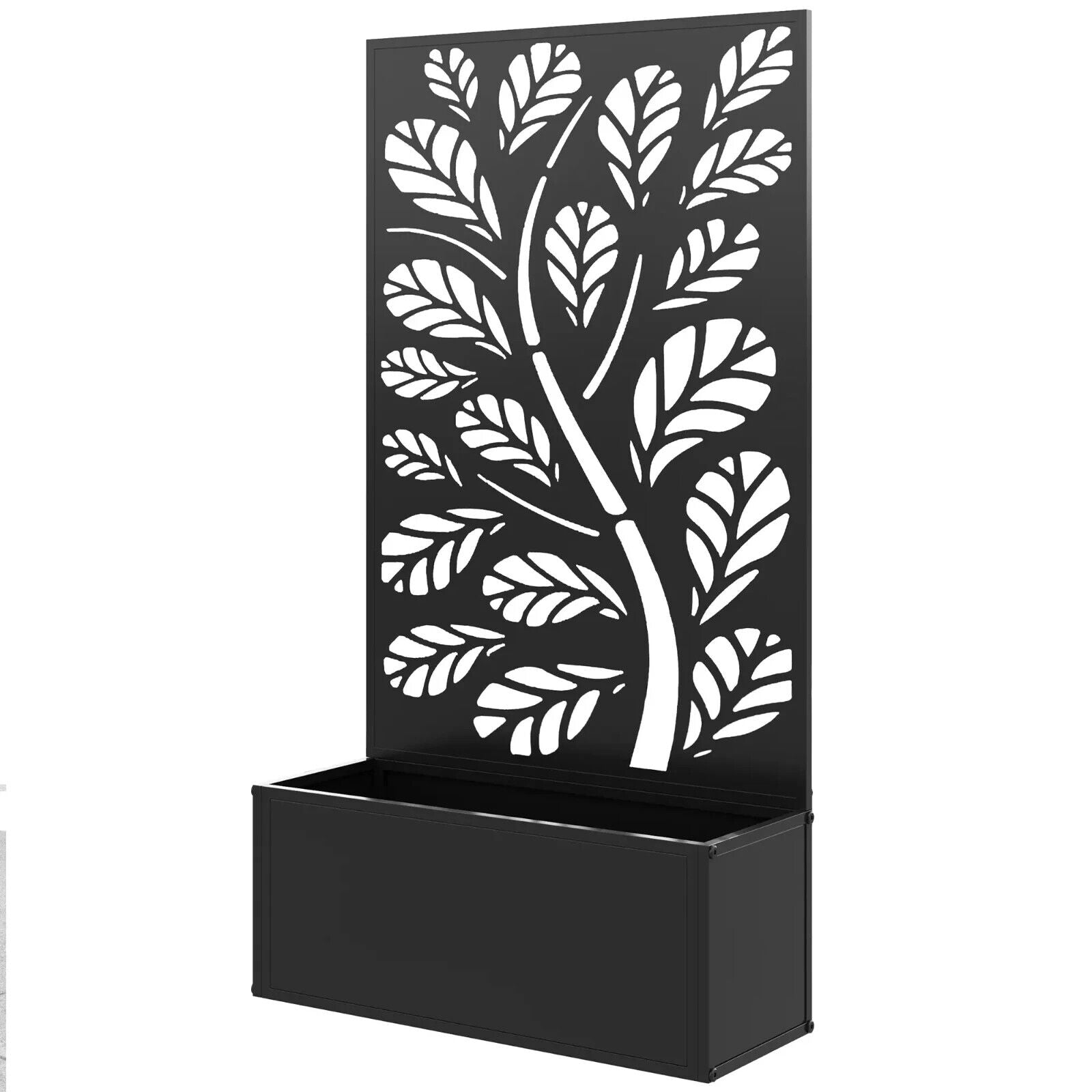 Metal Garden Raised Bed with Back Trellis - Outdoor Elevated Planter Flower Box - Home and Garden Furniture Shop - #rustic - furniture#