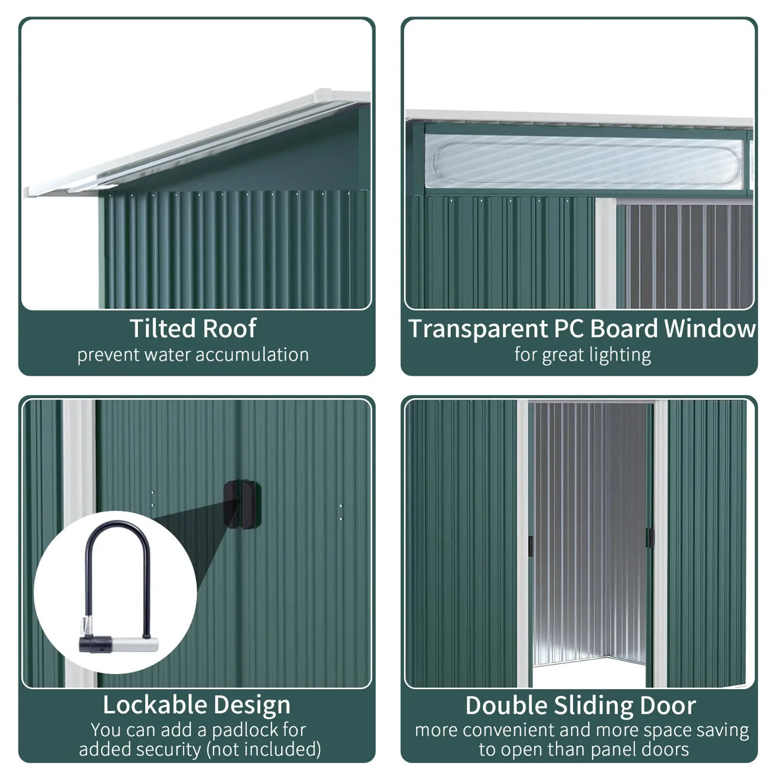 Metal Garden Shed 260L x 133W x 200Hcm Tool Storage with Foundation Ventilation - Home and Garden Furniture Shop - #rustic - furniture#