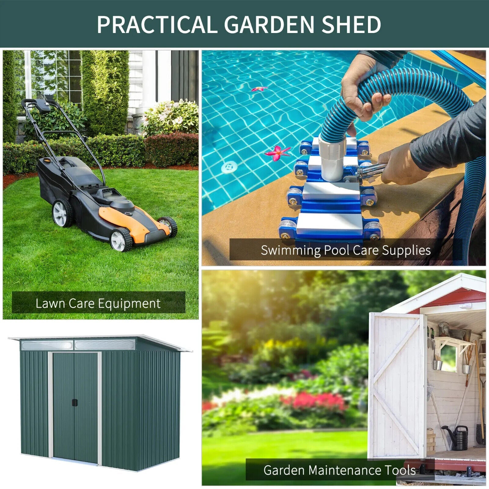 Metal Garden Shed 260L x 133W x 200Hcm Tool Storage with Foundation Ventilation - Home and Garden Furniture Shop - #rustic - furniture#