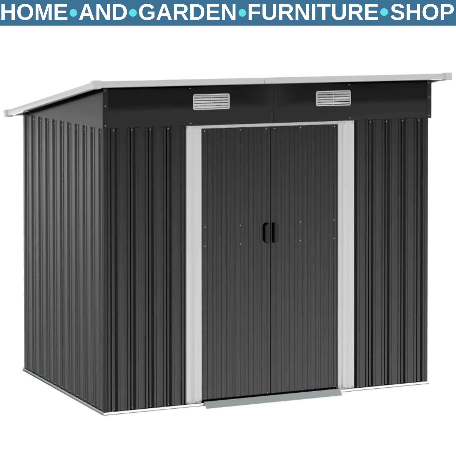 Metal Garden Shed Garden Patio Tool Shed Outdoor Storage 2 Doors Foundation Kit - Home and Garden Furniture Shop - rustic - furniture
