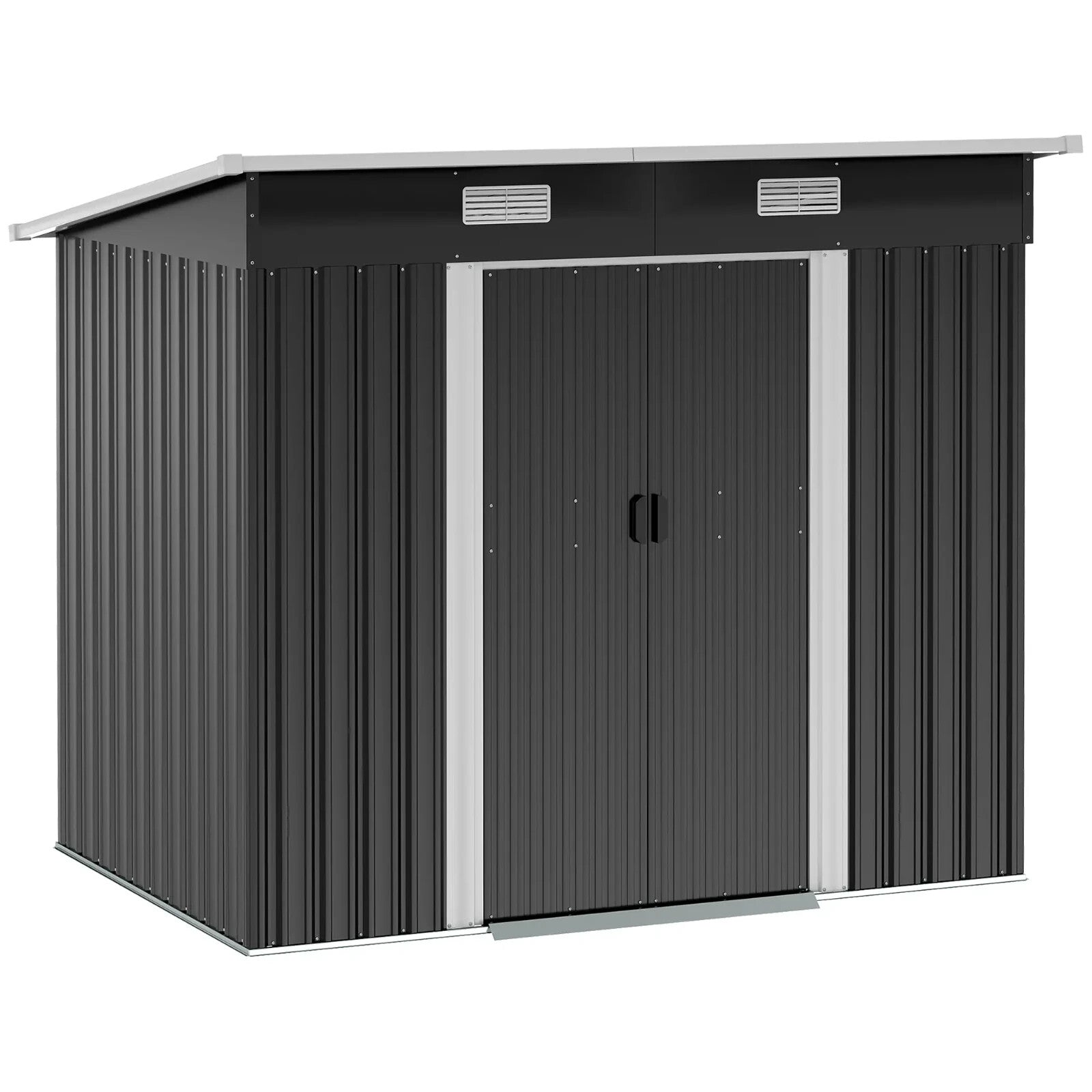 Metal Garden Shed Garden Patio Tool Shed Outdoor Storage 2 Doors Foundation Kit - Home and Garden Furniture Shop - rustic - furniture