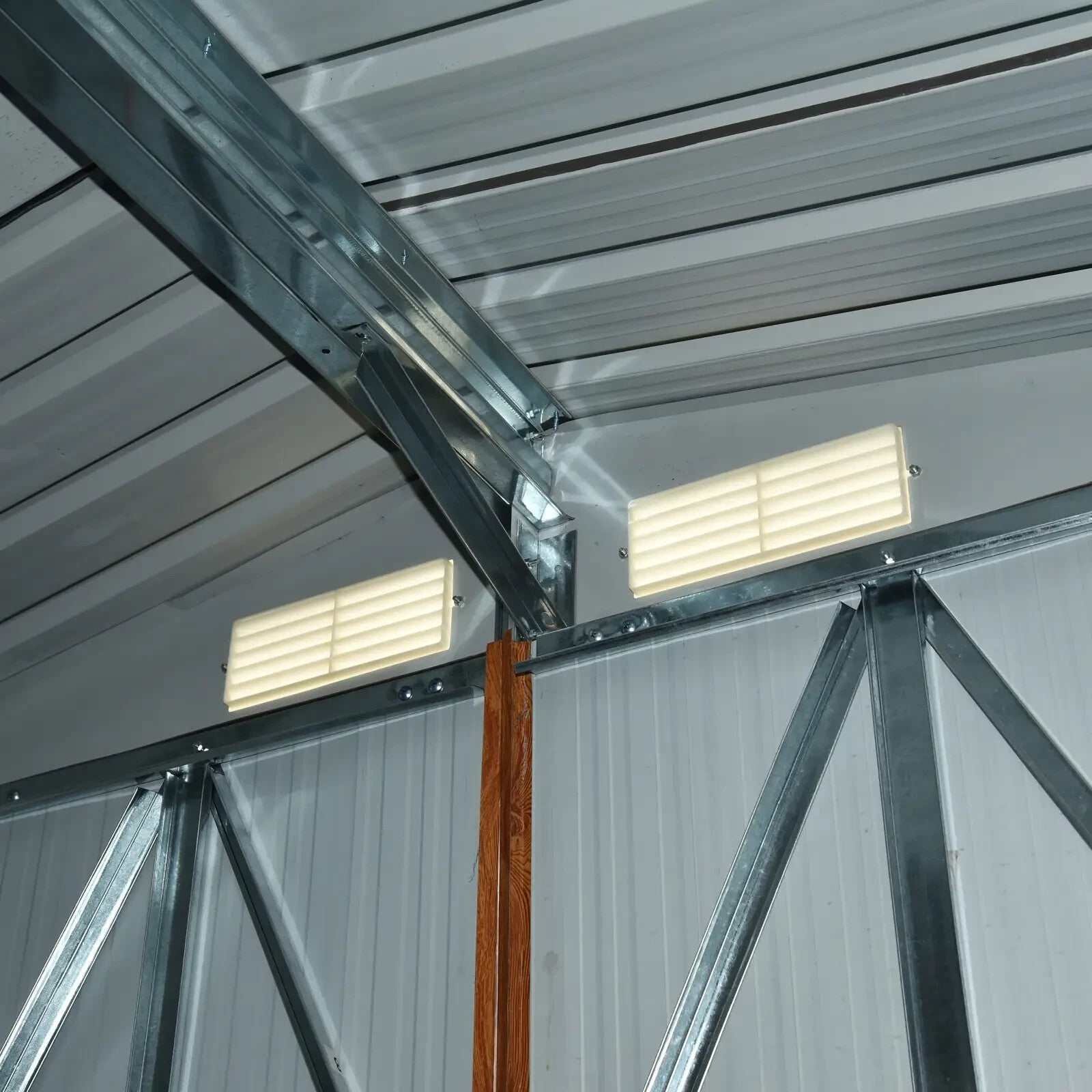 Metal Garden Shed Wood Effect Tool Storage Shed Sliding Door 6.5 x5ft Outdoor - Home and Garden Furniture Shop - rustic - furniture