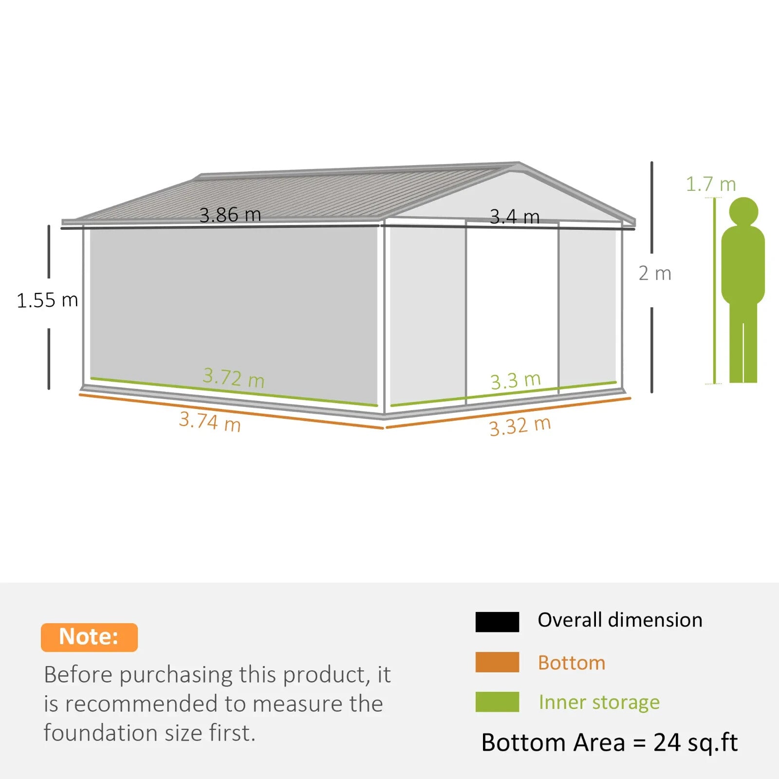 Metal Garden Storage Shed with Double Door 7 x 4ft Patio Tool Shed Outhouse Grey - Home and Garden Furniture Shop - rustic - furniture