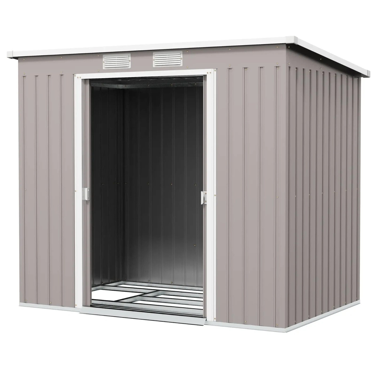 Metal Garden Storage Shed with Double Door 7 x 4ft Patio Tool Shed Outhouse Grey - Home and Garden Furniture Shop - rustic - furniture