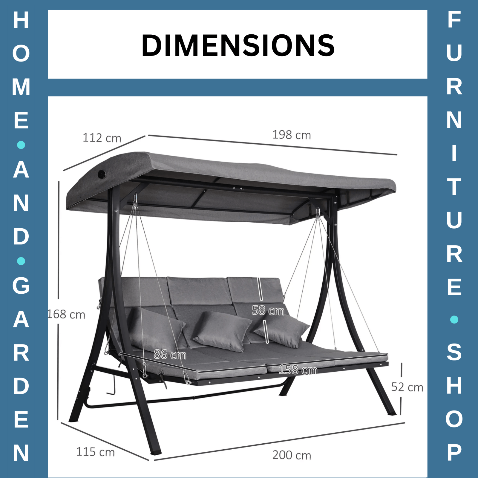 Metal Garden Swing Chair 3 Seater Outdoor Reclining Hammock Style Bench Seat Sun - Home and Garden Furniture Shop - rustic - furniture