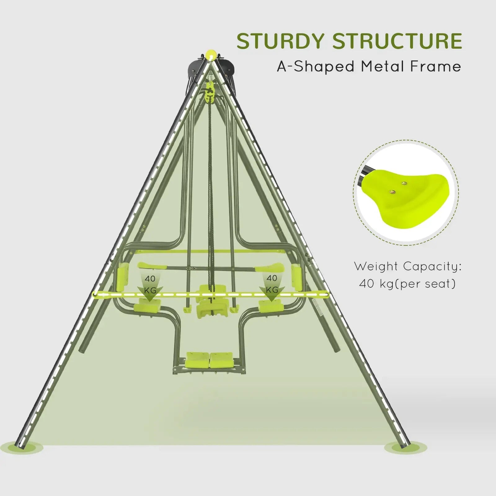 Metal Garden Swing Set with Double Swing and Glider Outdoor Kids Play Seat Frame - Home and Garden Furniture Shop - rustic - furniture