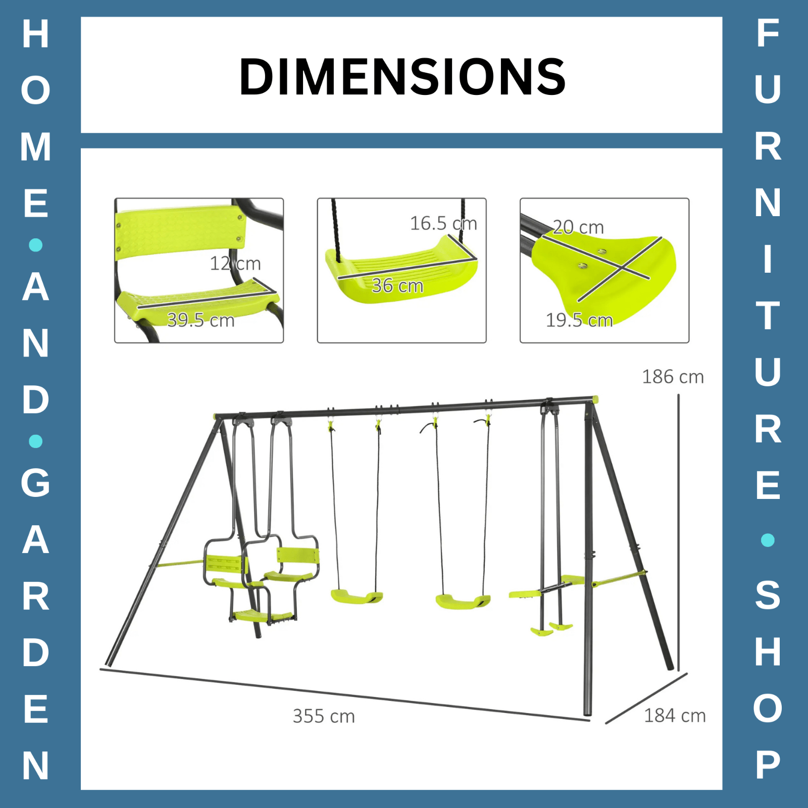 Metal Garden Swing Set with Double Swing and Glider Outdoor Kids Play Seat Frame - Home and Garden Furniture Shop - rustic - furniture