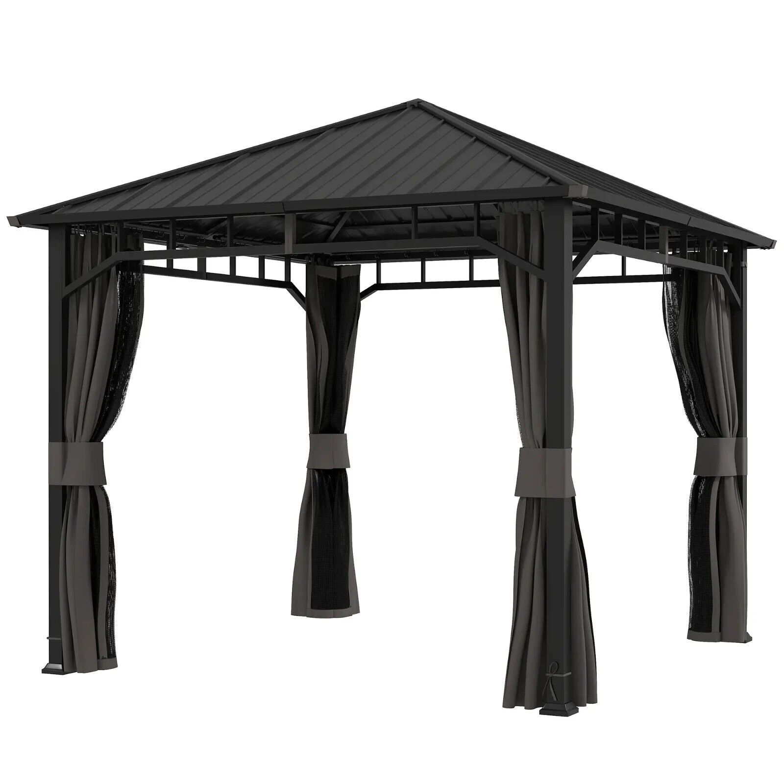 Metal Hardtop Gazebo with Sides Galvanised Steel Roof 3 x 3m Marquee Garden Tent - Home and Garden Furniture Shop - #rustic - furniture#