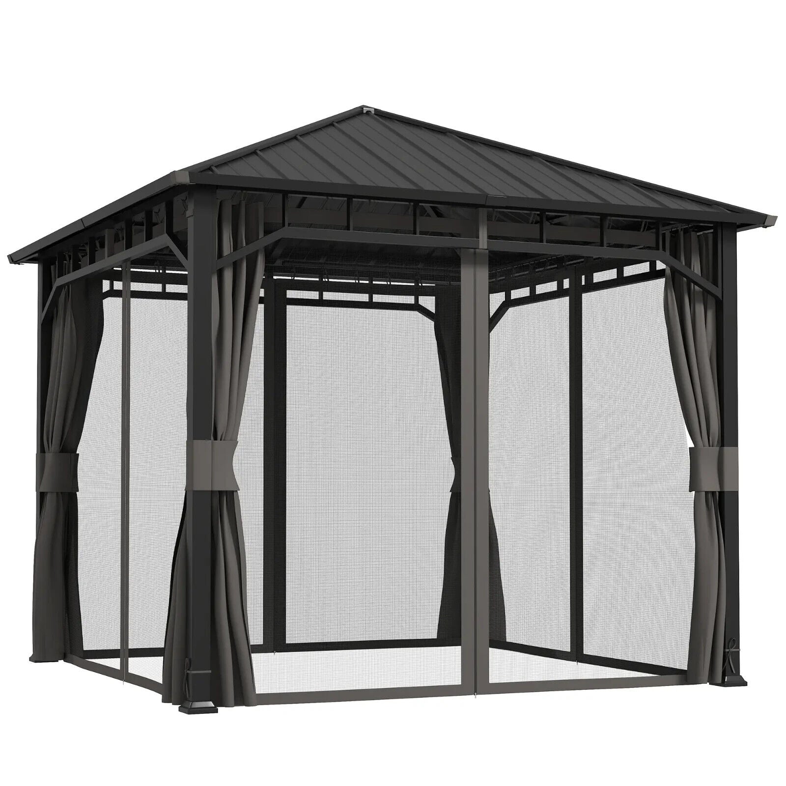 Metal Hardtop Gazebo with Sides Galvanised Steel Roof 3 x 3m Marquee Garden Tent - Home and Garden Furniture Shop - #rustic - furniture#