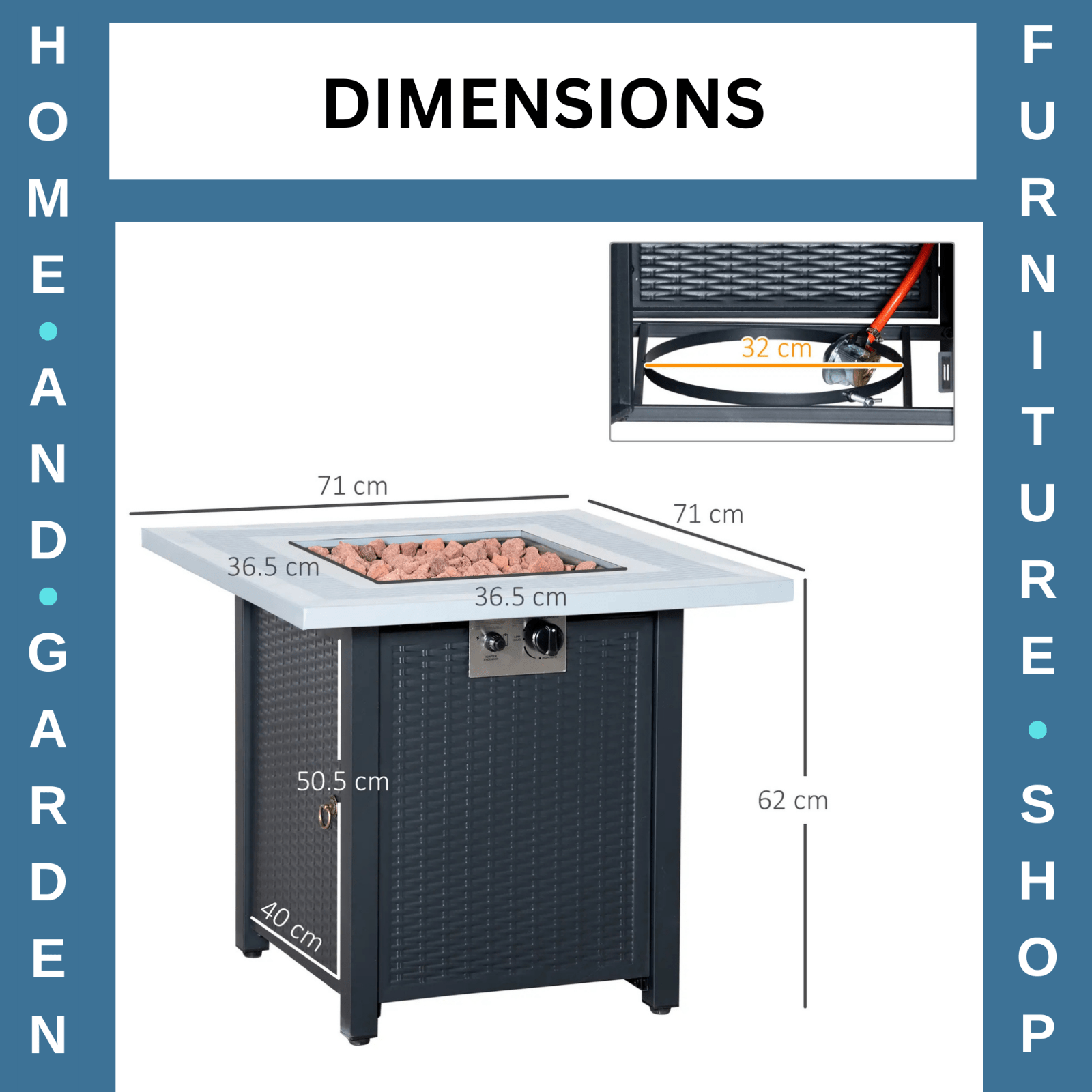 Metal Outdoor Fire Pit Table Garden Dining Table Gas Patio Heater Black Grey Set - Home and Garden Furniture Shop - rustic - furniture